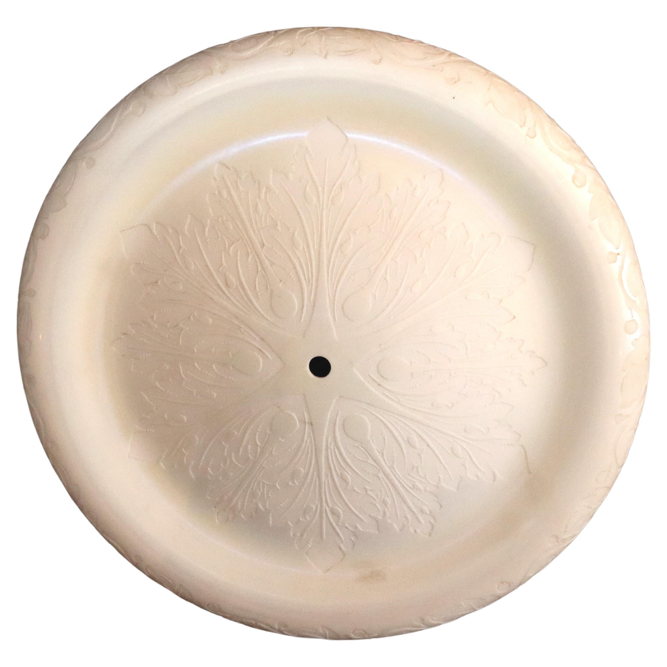 Antique Steuben Calcite Floral Etched Glass Dome Shade C1920 For Sale