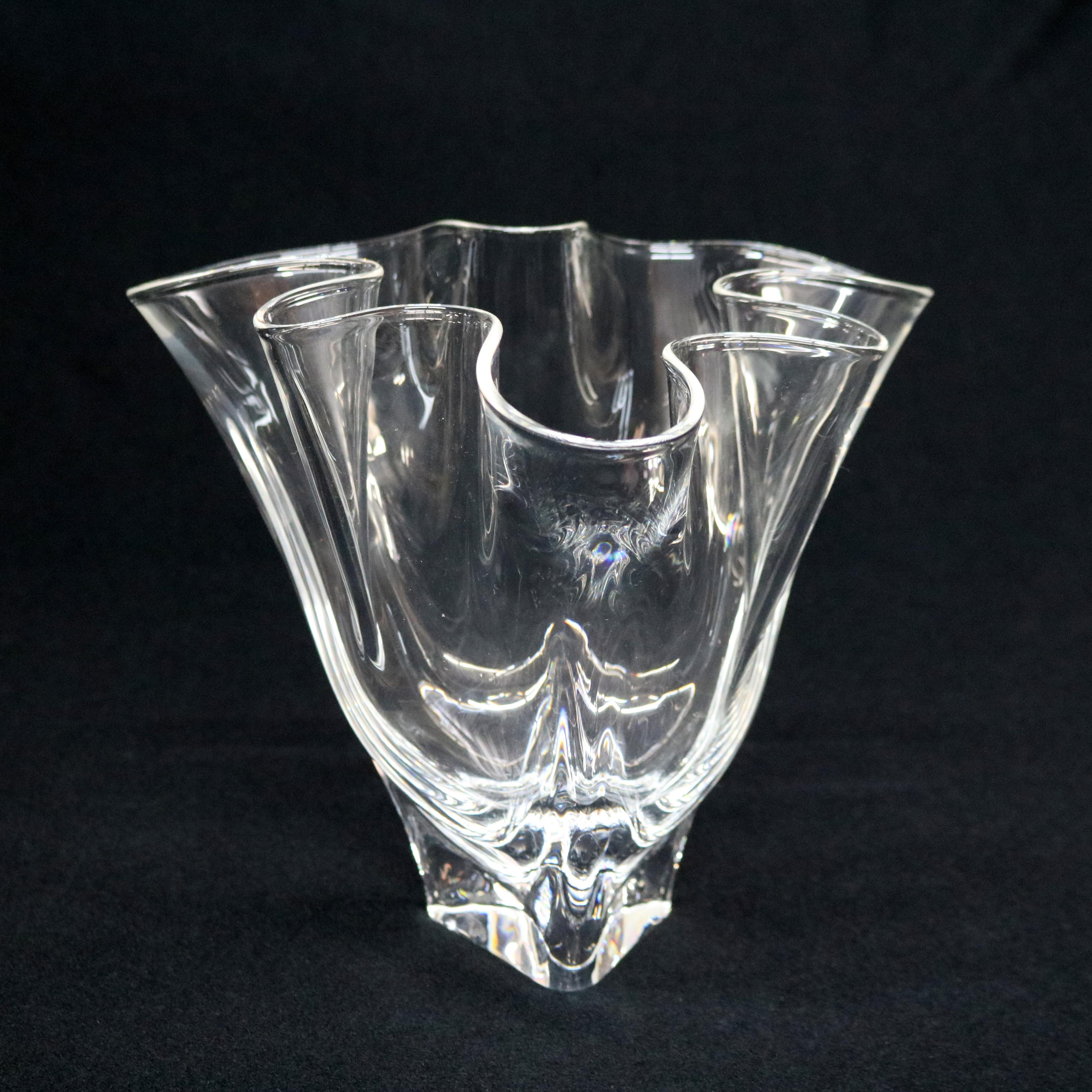 American Antique Steuben Crystal Handkerchief Vase c1930, Signed
