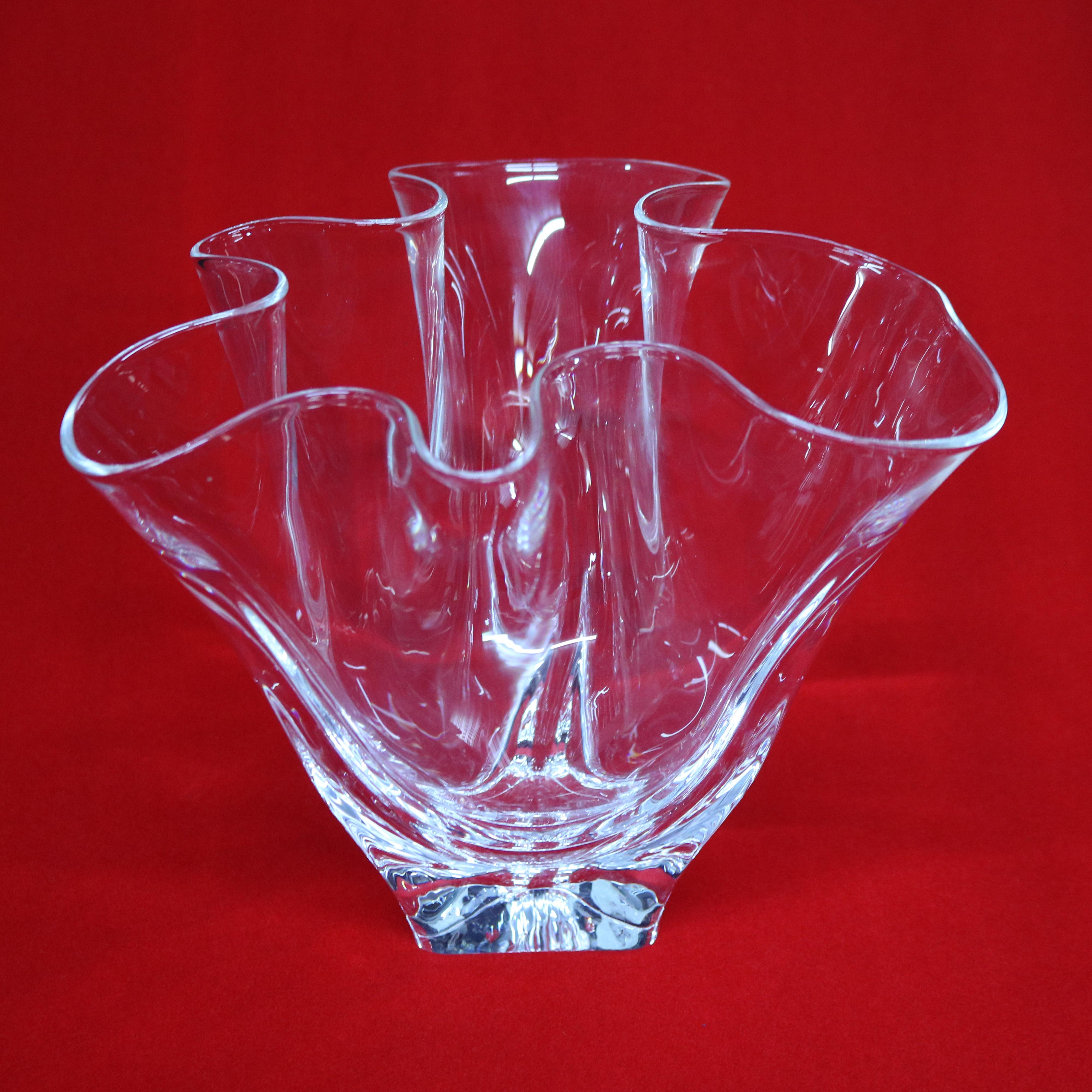 Antique Steuben Crystal Handkerchief Vase c1930, Signed In Good Condition In Big Flats, NY