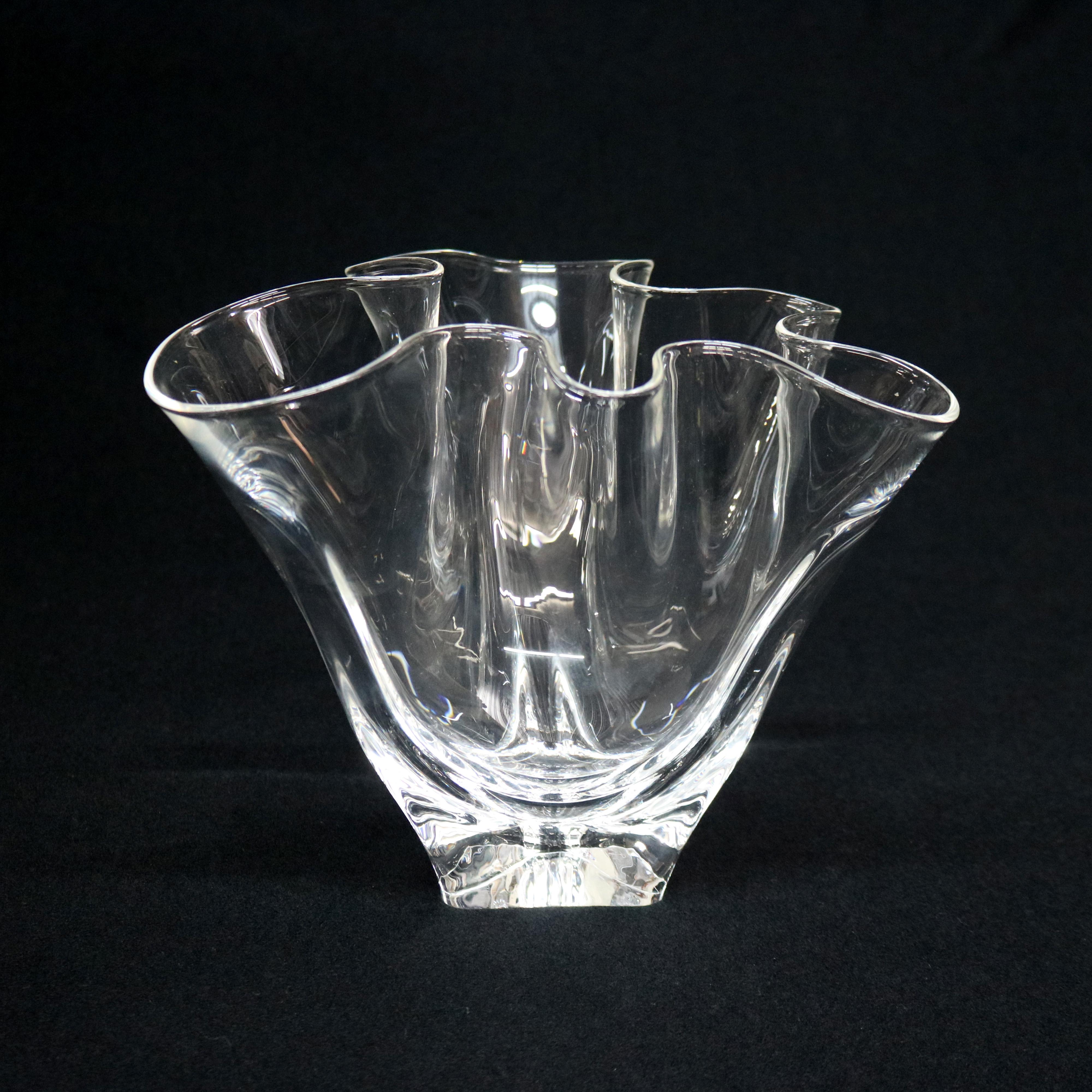 Antique Steuben Crystal Handkerchief Vase c1930, Signed 1