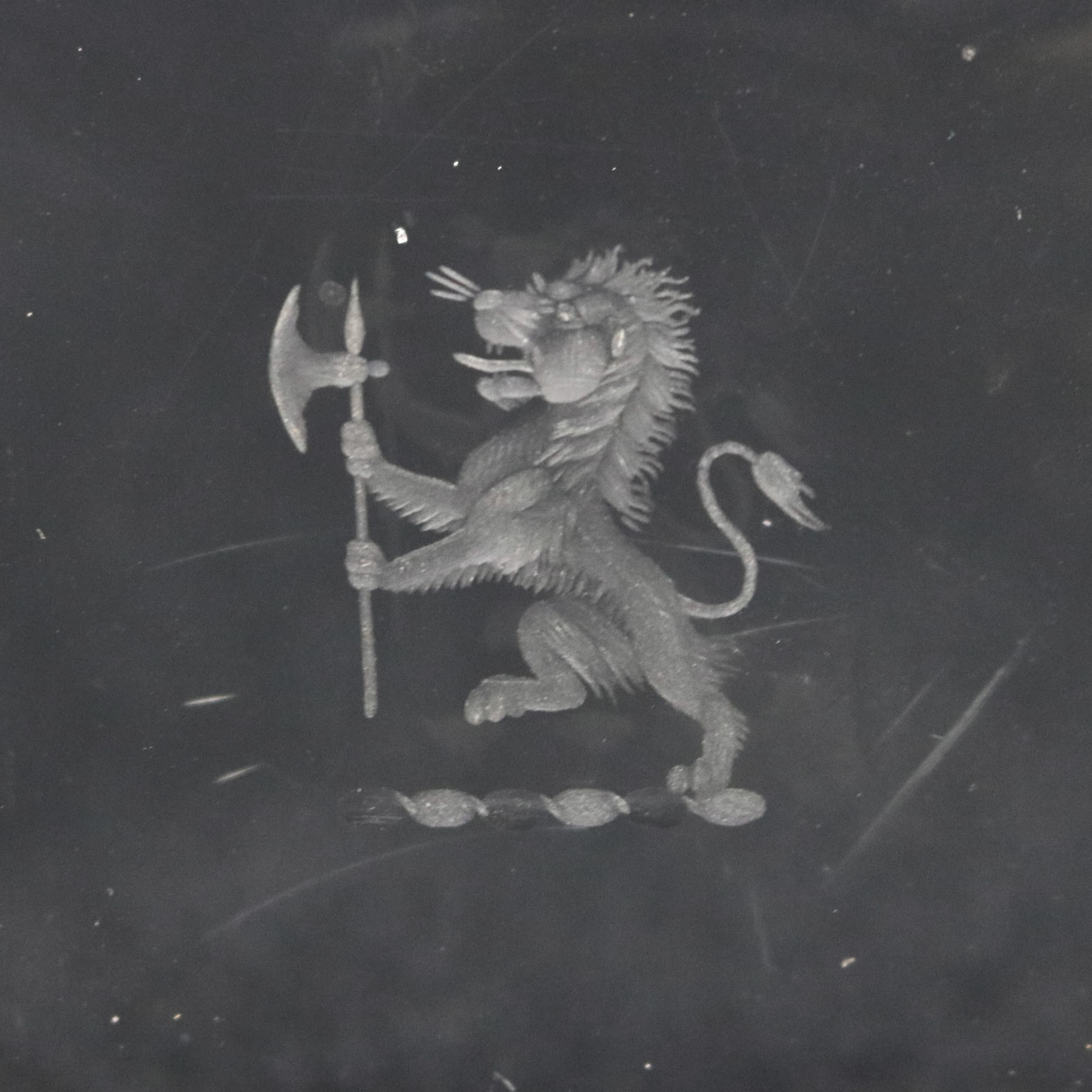 Antique Steuben Glass Cigarette Box, Scottish Heraldic Lion, Signed, Circa 1930 10