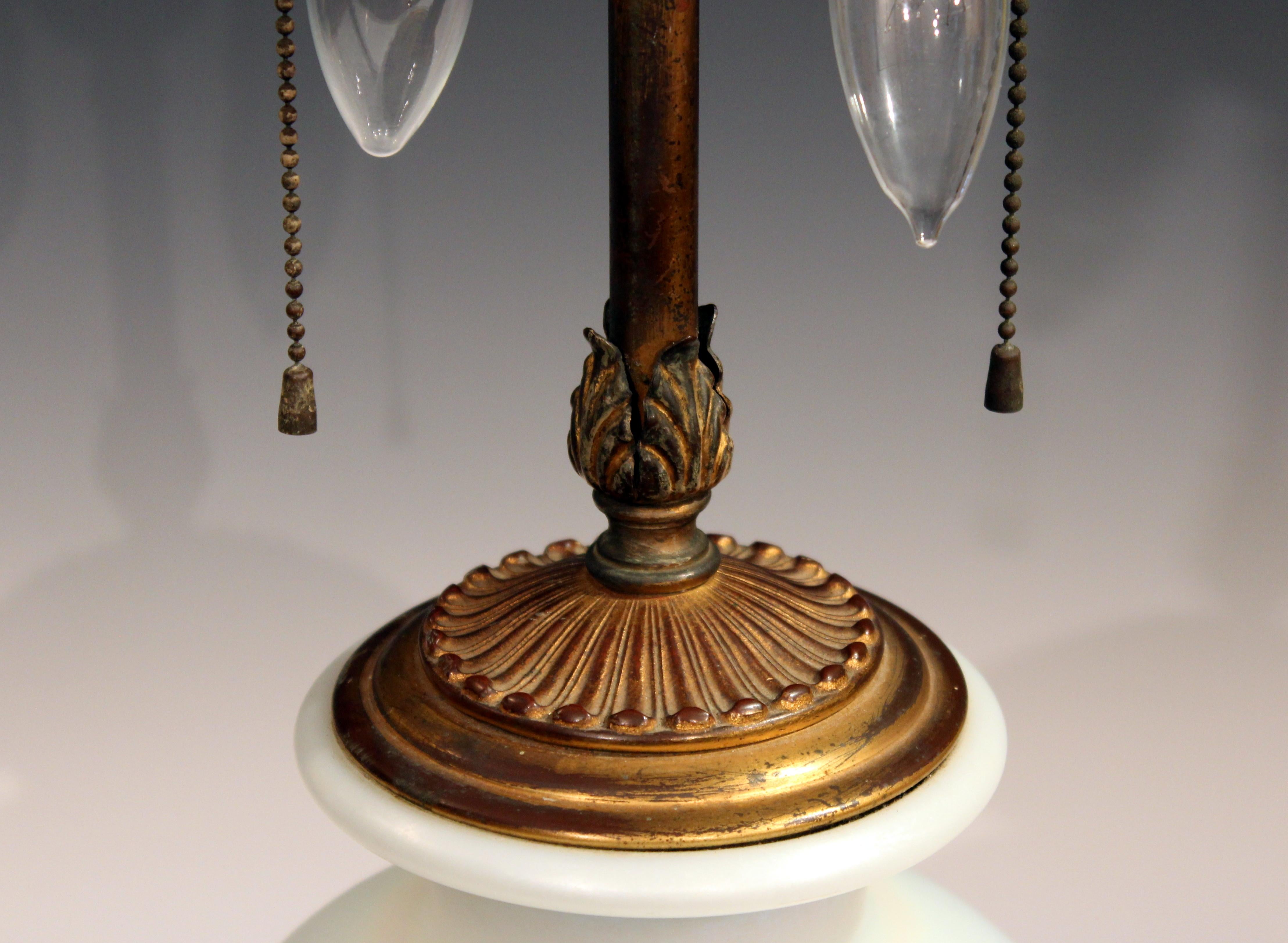 Antique Steuben Glass Ivrene Aurene Iridescent Vase Lamp Art Deco Gilt Bronze In Good Condition For Sale In Wilton, CT