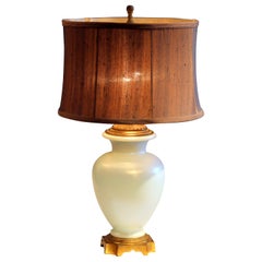 Antique Steuben Glass Ivrene Aurene Iridescent Vase Lamp Art Deco Gilt Bronze