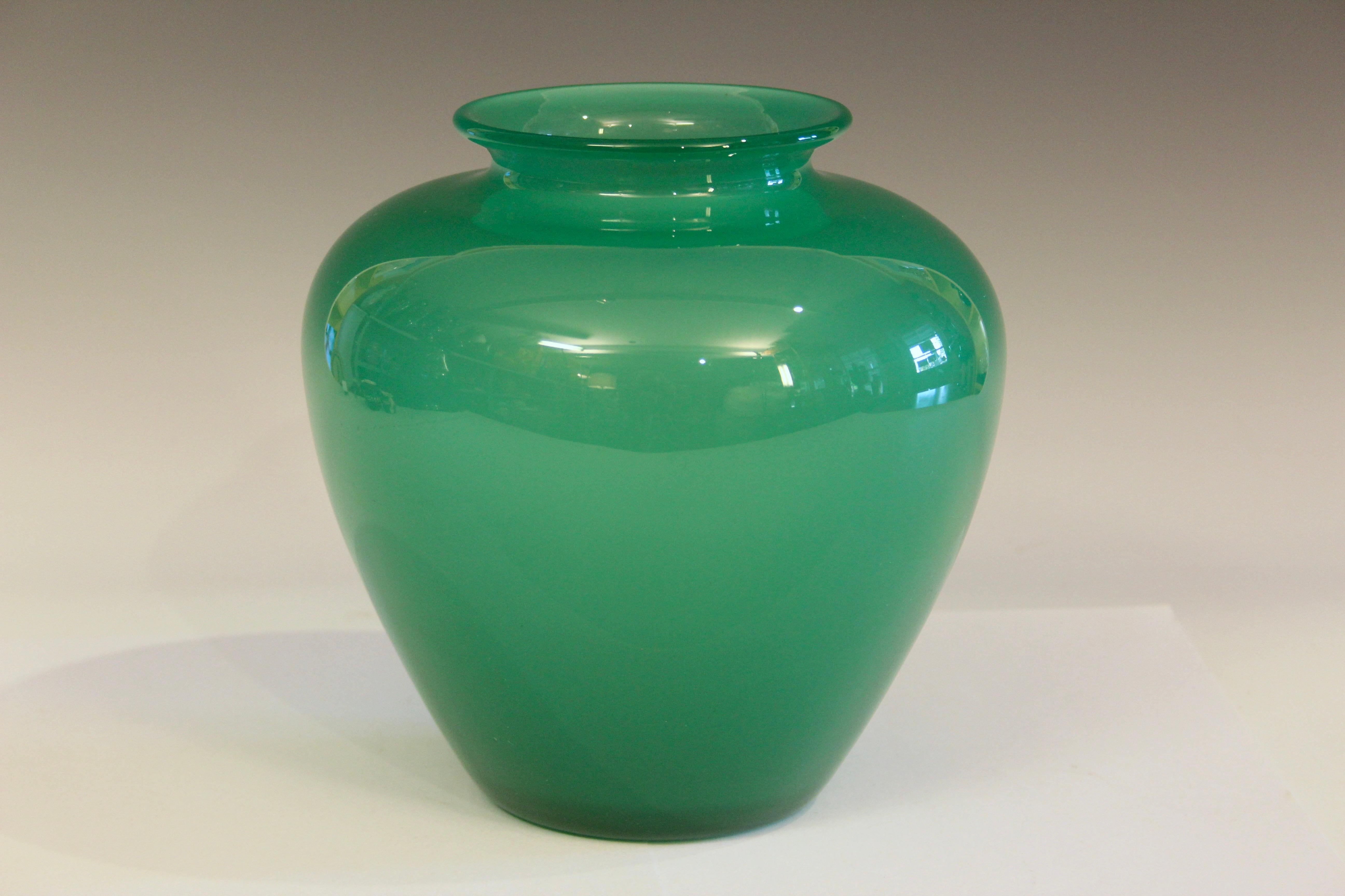 Vintage Steuben Glass jade green vase form #2683, circa 1930's. Measures: 7 3/4