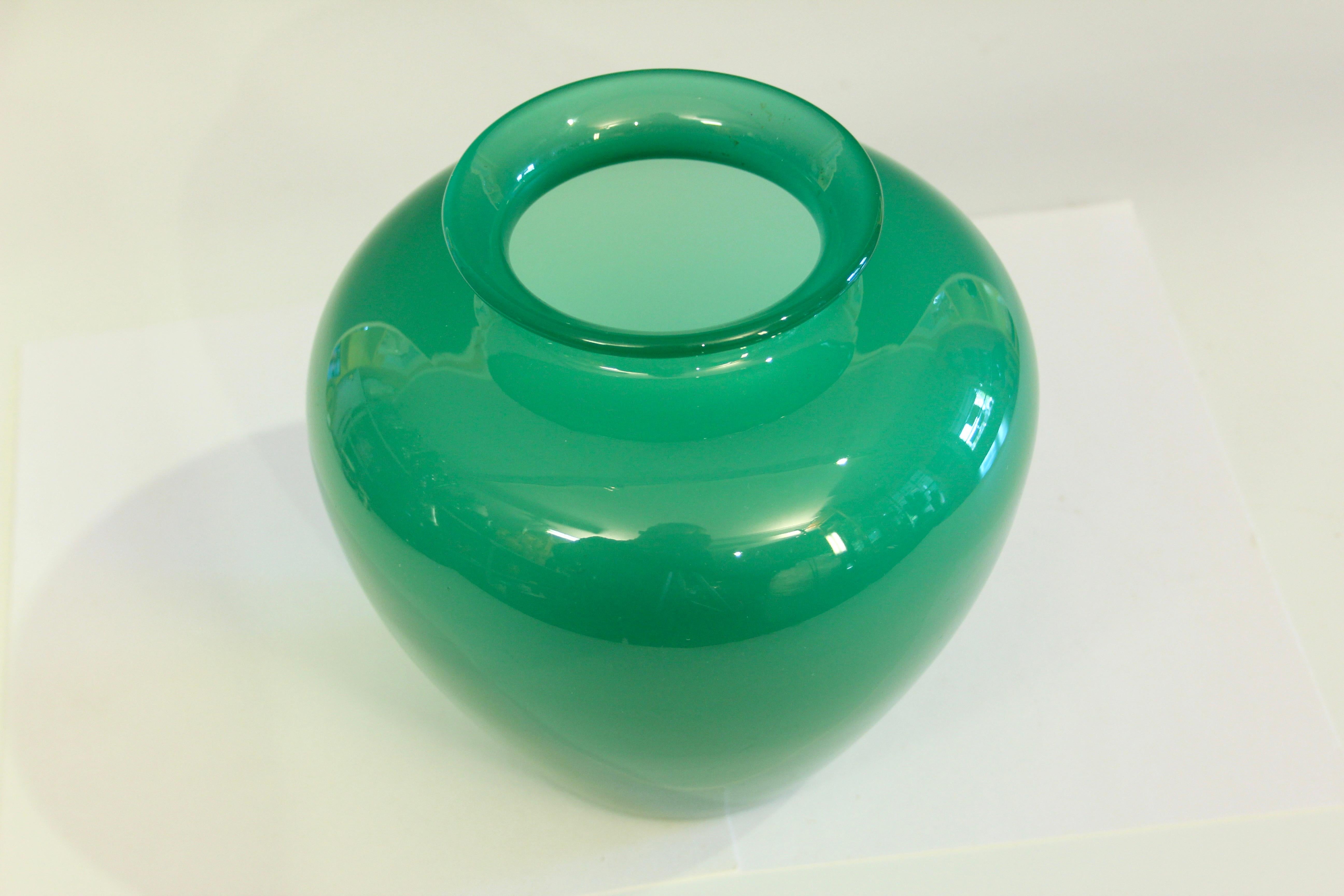American Antique Steuben Glass Vase Carder Apple Jade Green Art Deco Signed 8