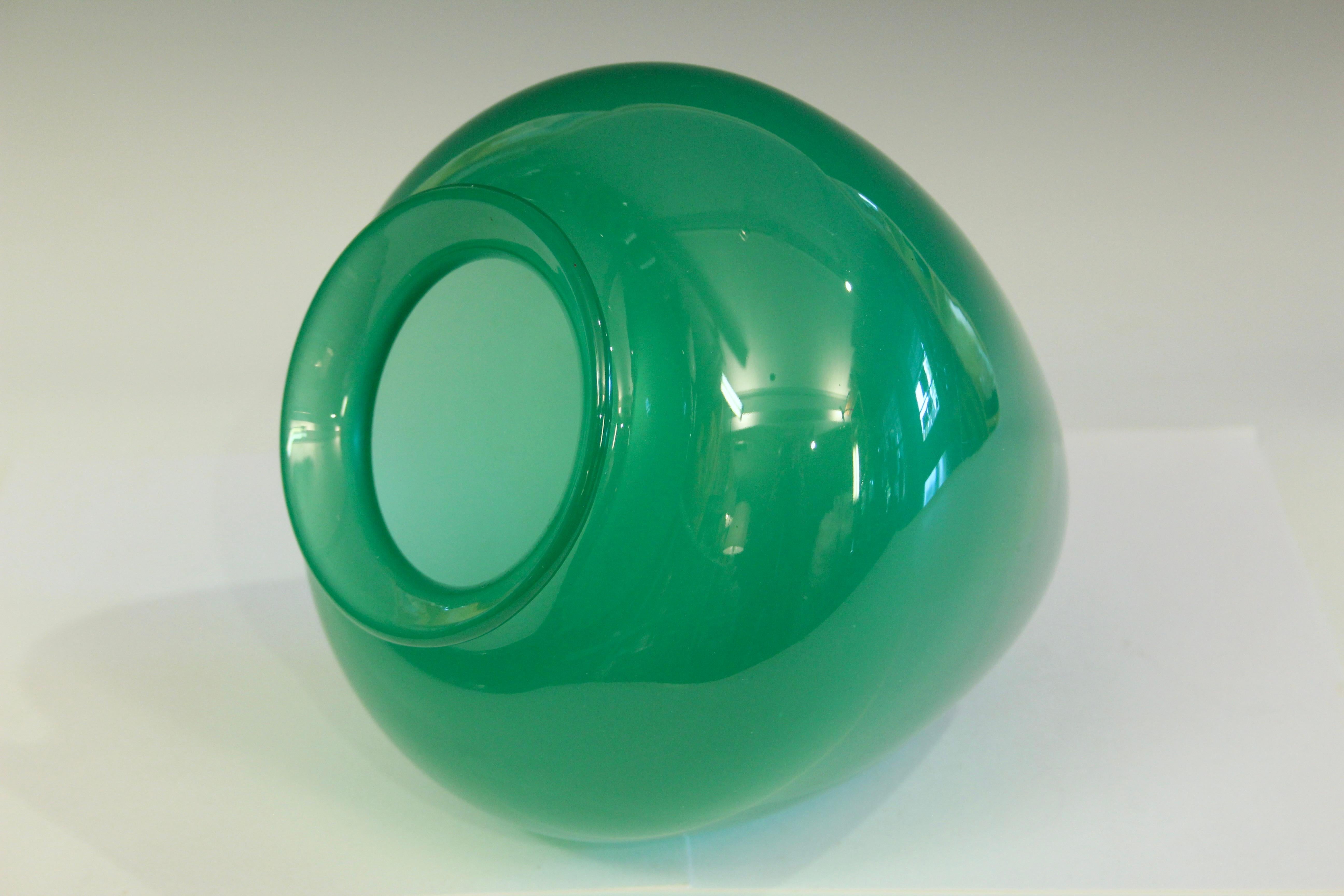 Hand-Crafted Antique Steuben Glass Vase Carder Apple Jade Green Art Deco Signed 8