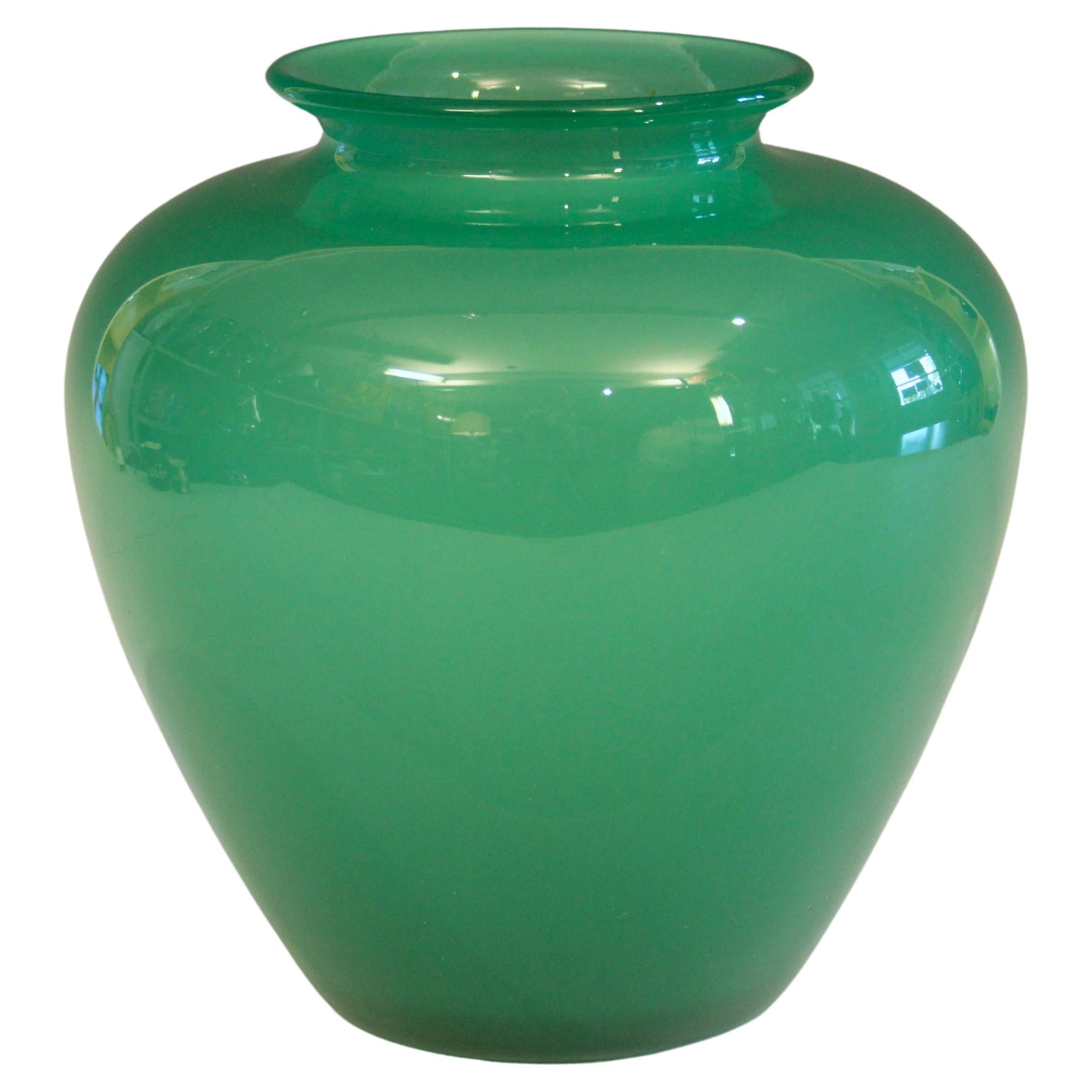 Antiquité Steuben Glass Vase Carder Apple Jade Green Art Deco Signed 8"