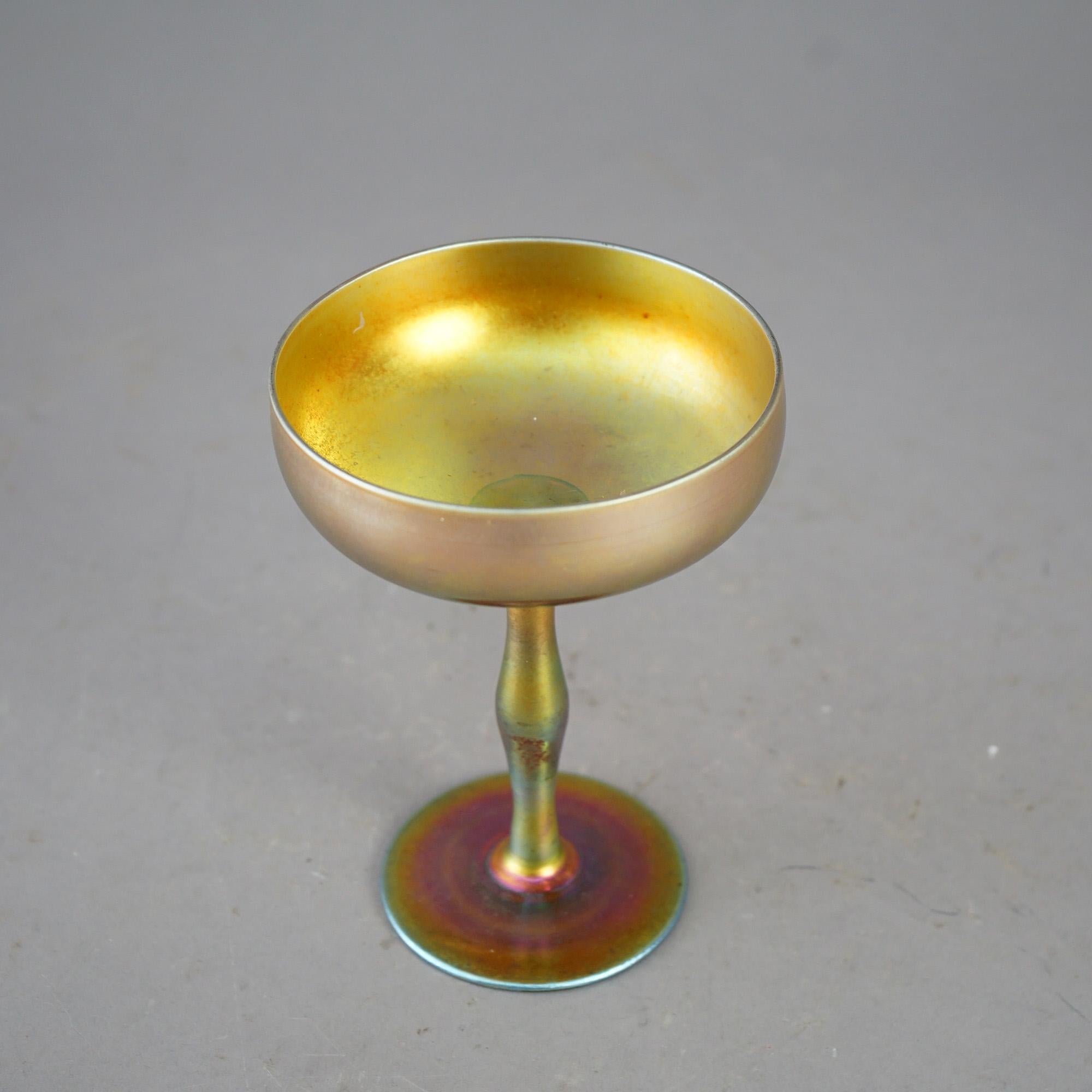 Antique Steuben Gold Aurene Art Glass Compote Circa 1920, Signed


Measures - 7.25