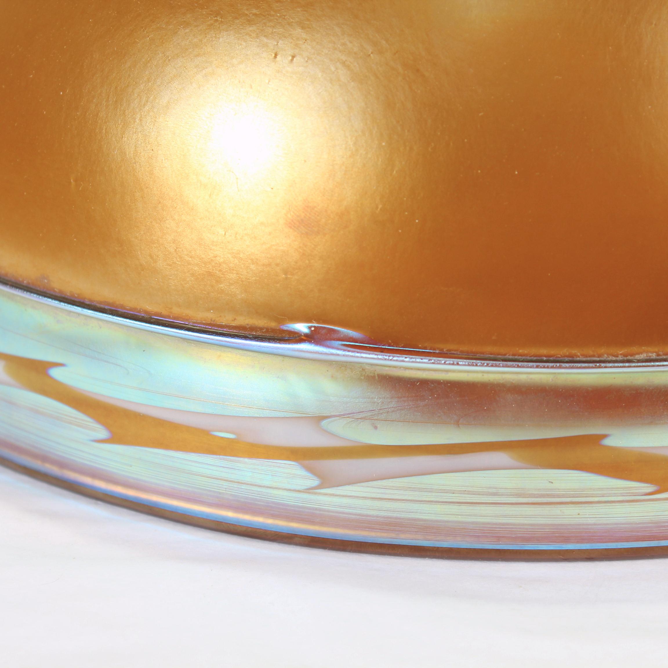 Antique Steuben Golden-Brown Aurene Intarsia Lamp Shade 1