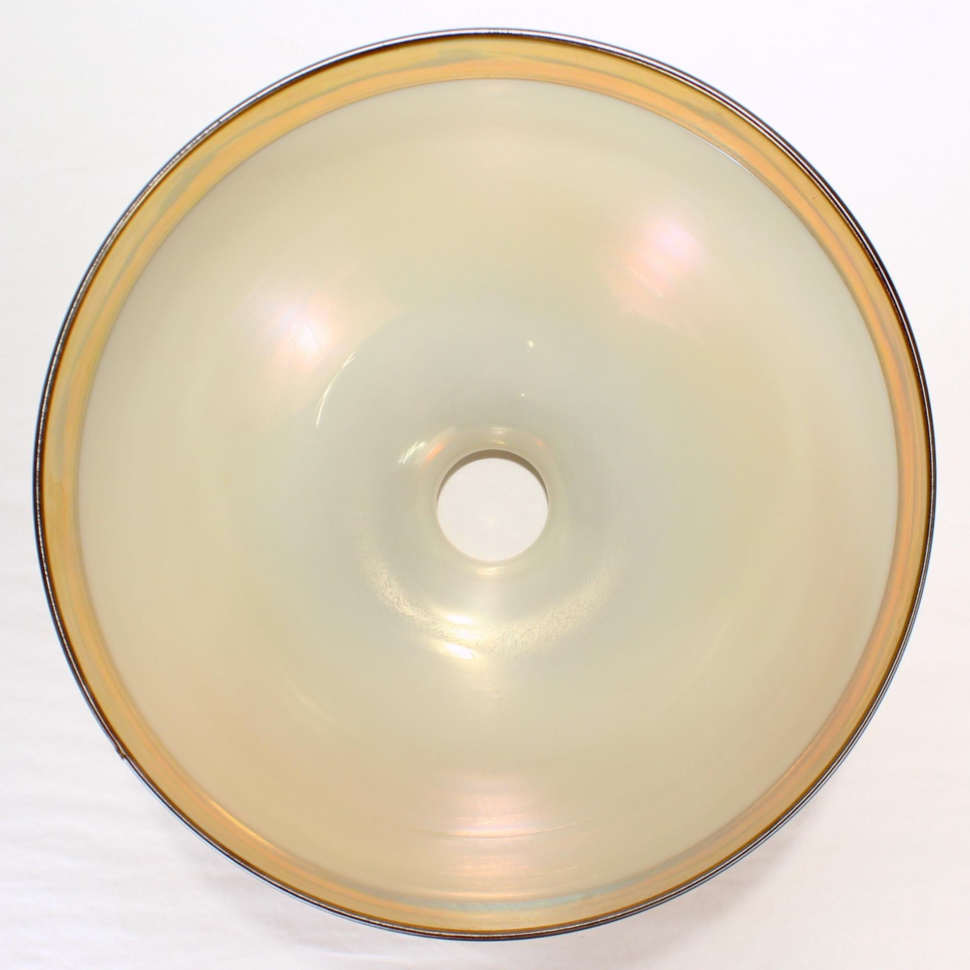 Antique Steuben Golden-Brown Aurene Intarsia Lamp Shade In Good Condition In Philadelphia, PA