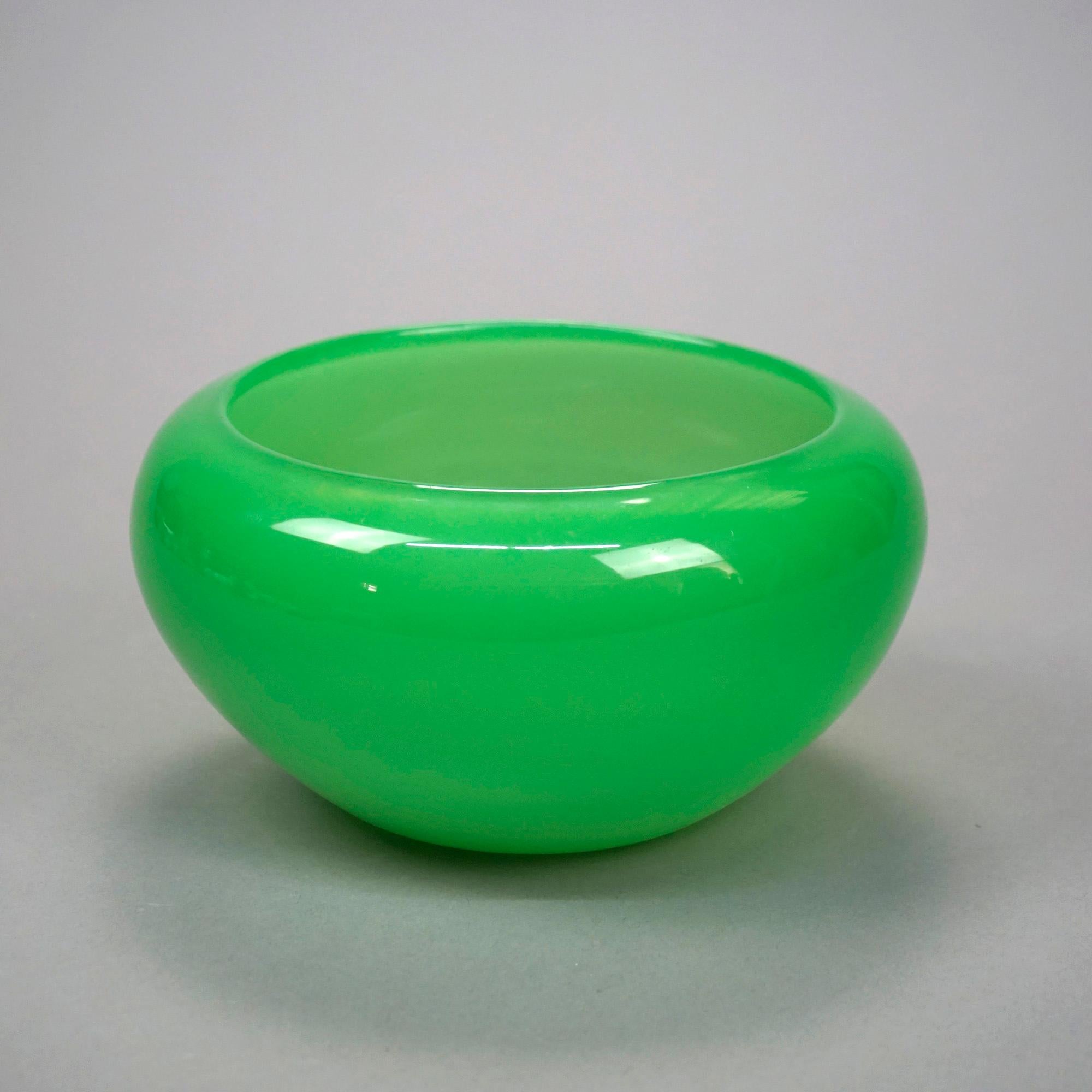 An antique bowl by Steuben offers jade green art glass construction, unsigned, c1930

Measures- 4''H x 7.5''W x 7.5''D

Catalogue Note: Ask about DISCOUNTED DELIVERY RATES available to most regions within 1,500 miles of New York.