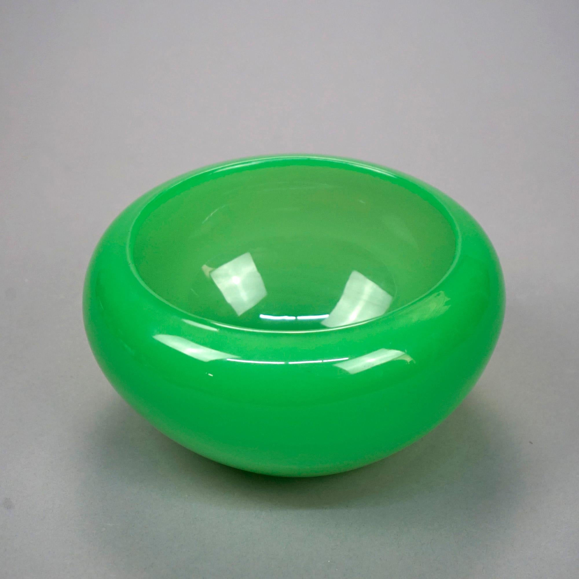 20th Century Antique Steuben Jade Green Art Glass Bowl Circa 1930, Unsigned
