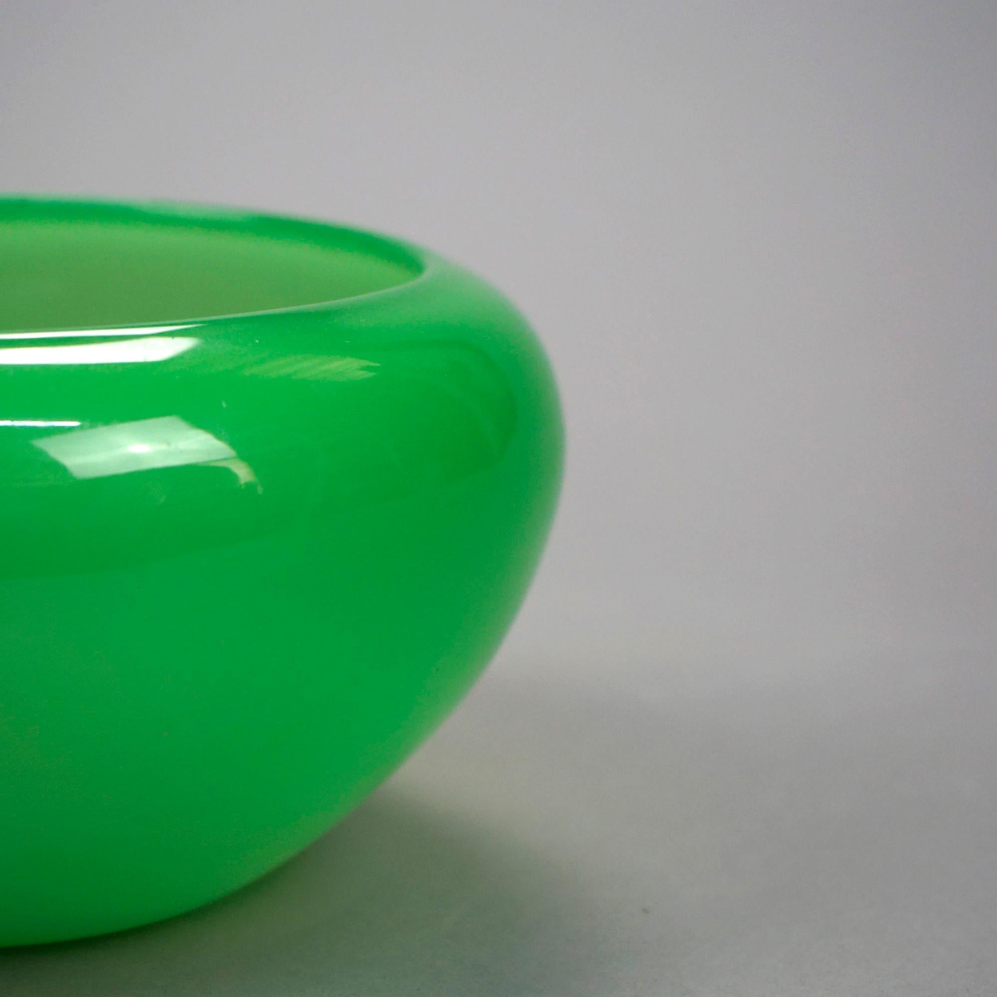 Antique Steuben Jade Green Art Glass Bowl Circa 1930, Unsigned 2