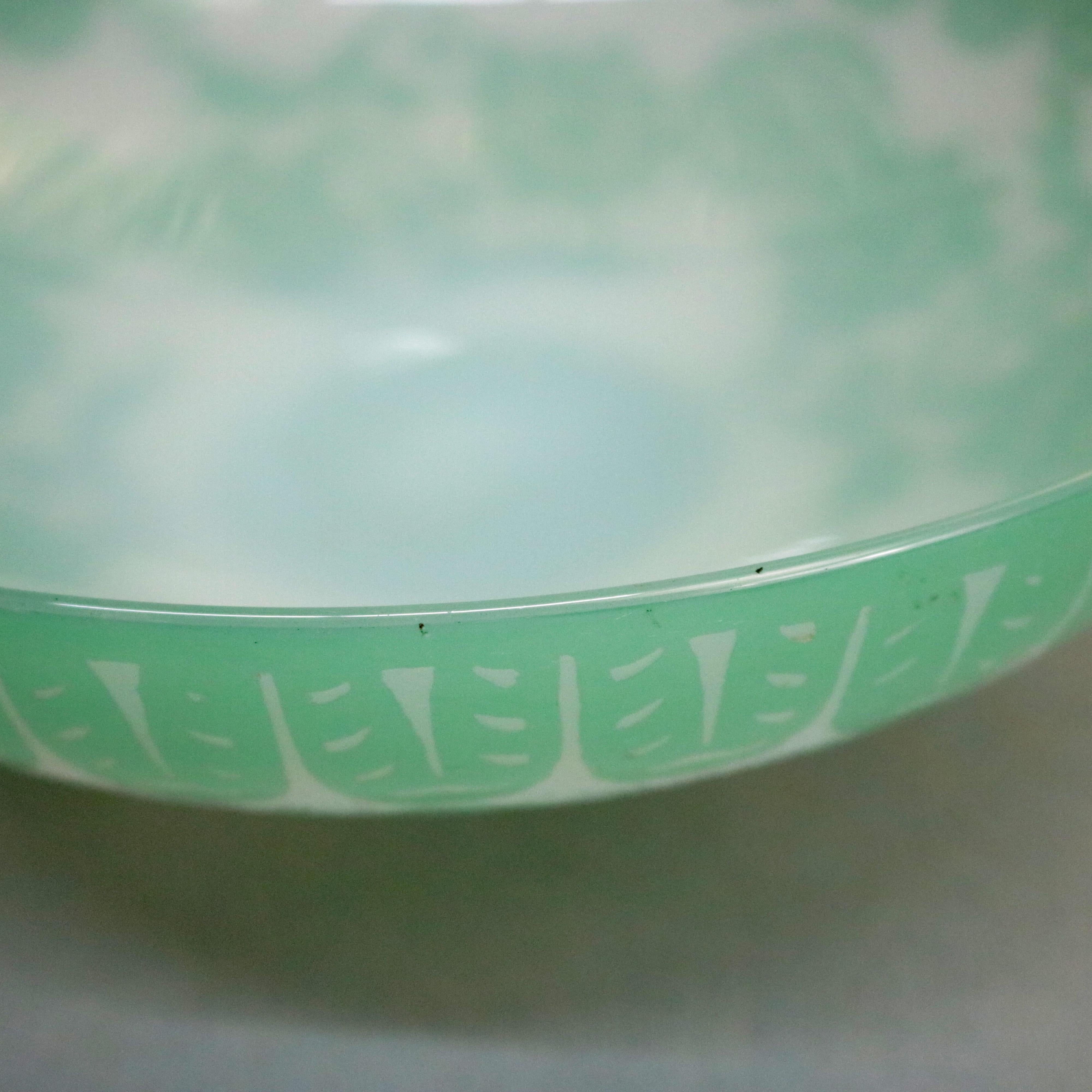 20th Century Antique Steuben Jade Green Cut Back Chinoiserie Center Bowl with Peonies