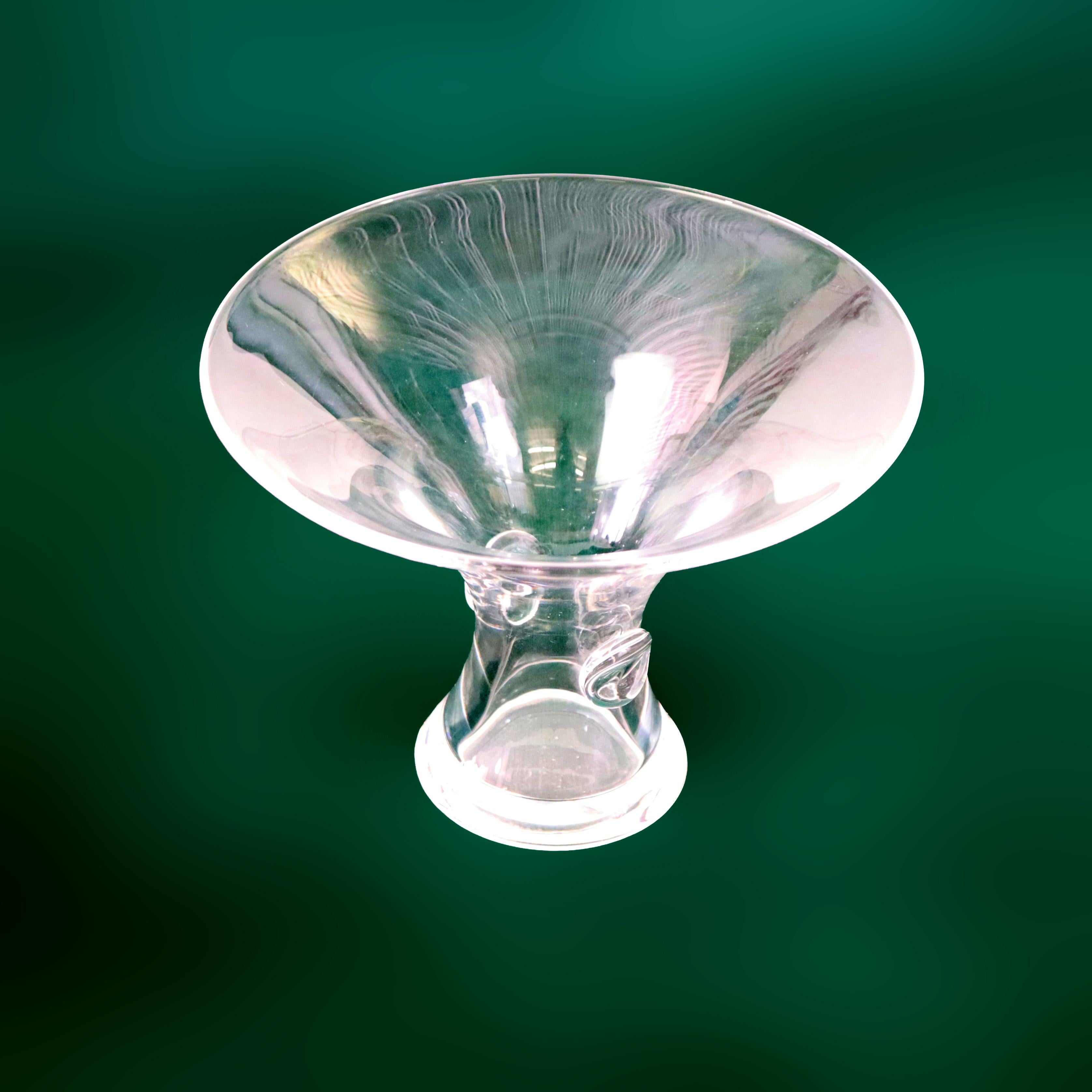 Antique Steuben MCM Art Glass Fluted Vessel Signed C1930 In Good Condition For Sale In Big Flats, NY