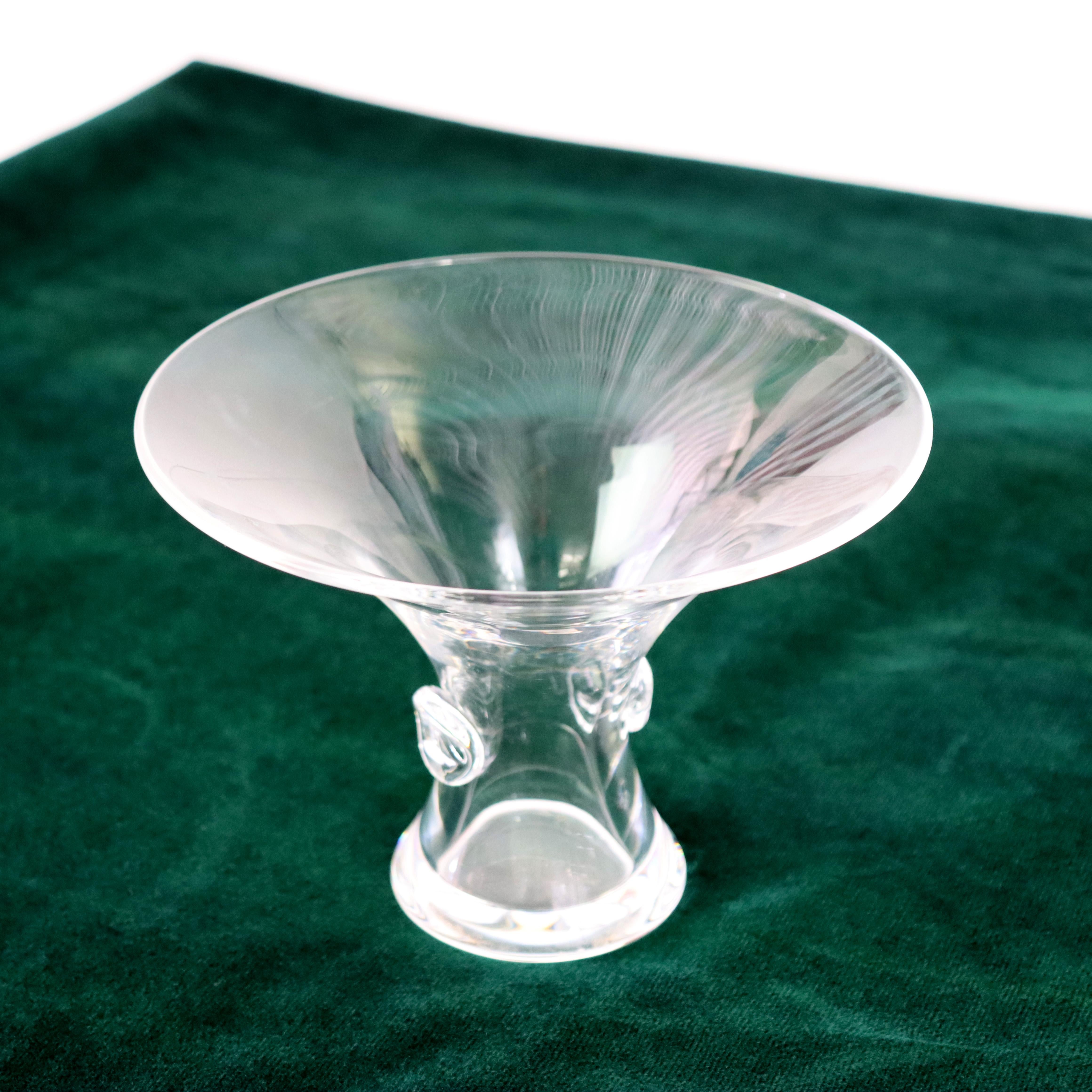 Antique Steuben MCM Art Glass Fluted Vessel Signed C1930 For Sale 1