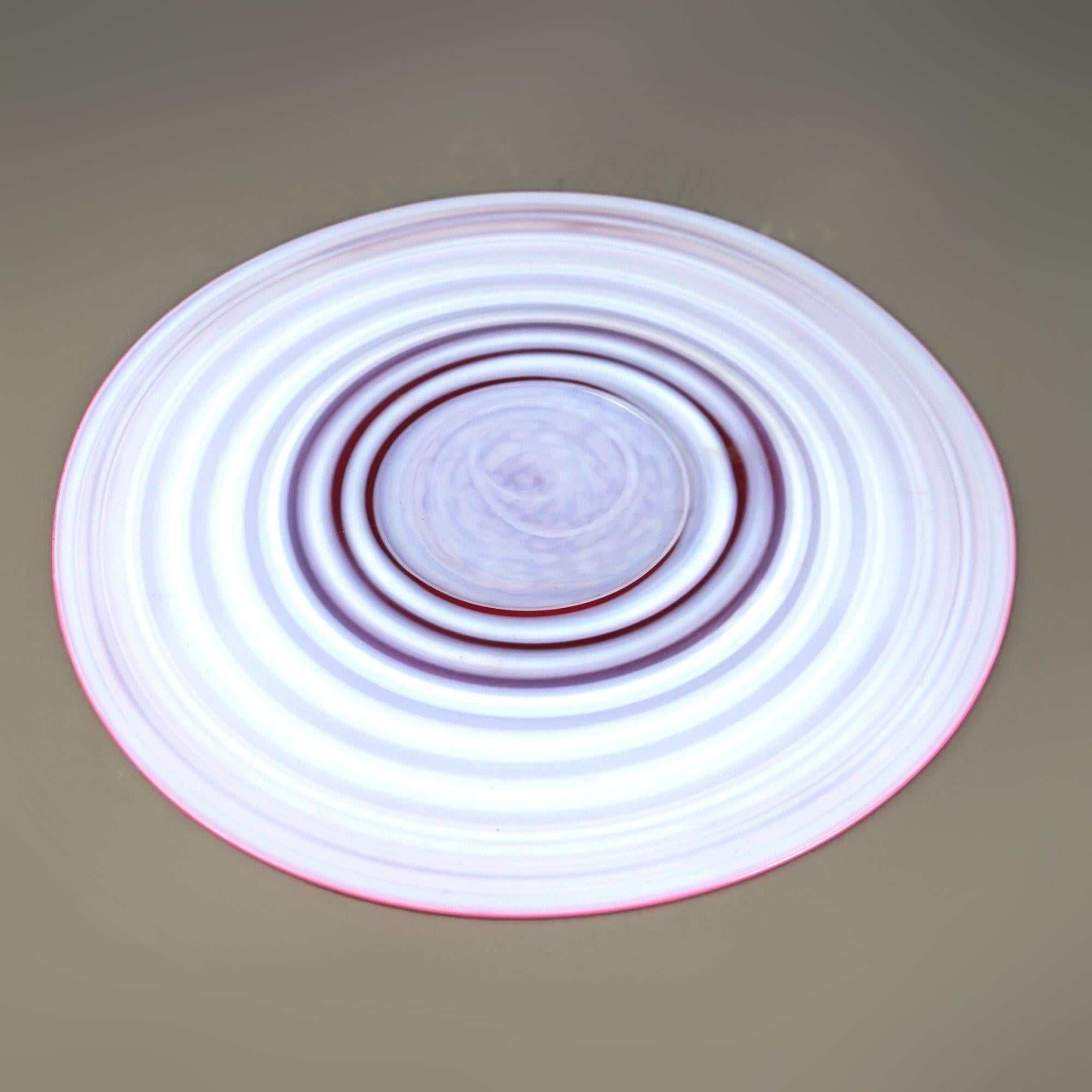 Antique Steuben Opalescent Rosaline Art Glass Charger C1920 1