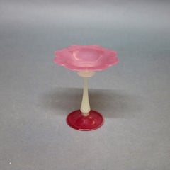Antique Steuben Rosaline & Alabaster Art Glass Floral Form Compote, circa 1930