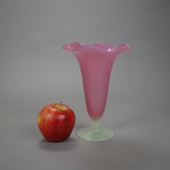 Antique Steuben Rosaline & Alabaster Fluted Vase circa 1920