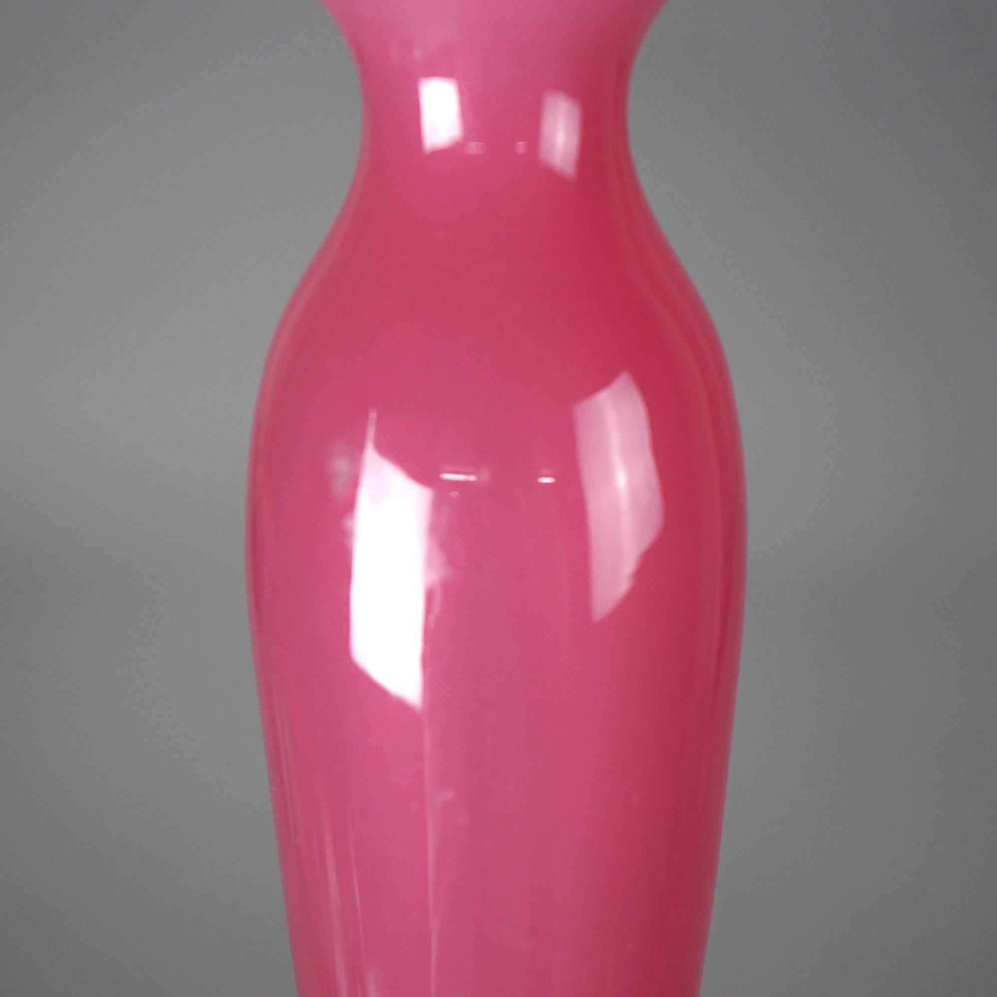 20th Century Antique Steuben Rosaline Pink and Alabaster Art Glass Bud Vase C1920