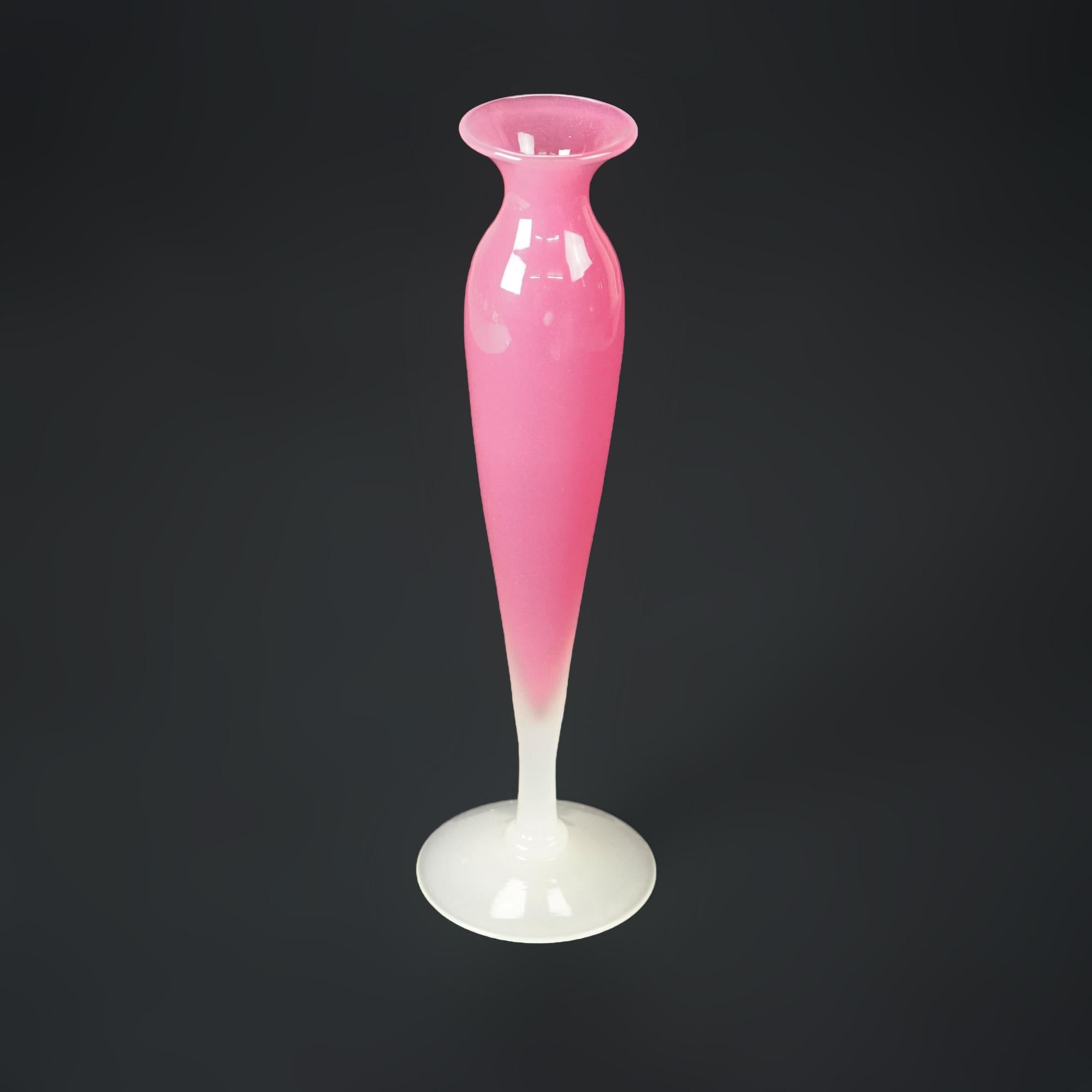 Antique Steuben Rosaline Pink and Alabaster Art Glass Bud Vase C1920 1