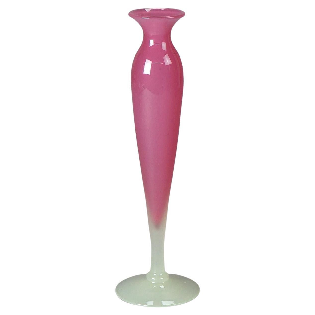Antique Steuben Rosaline Pink and Alabaster Art Glass Bud Vase C1920