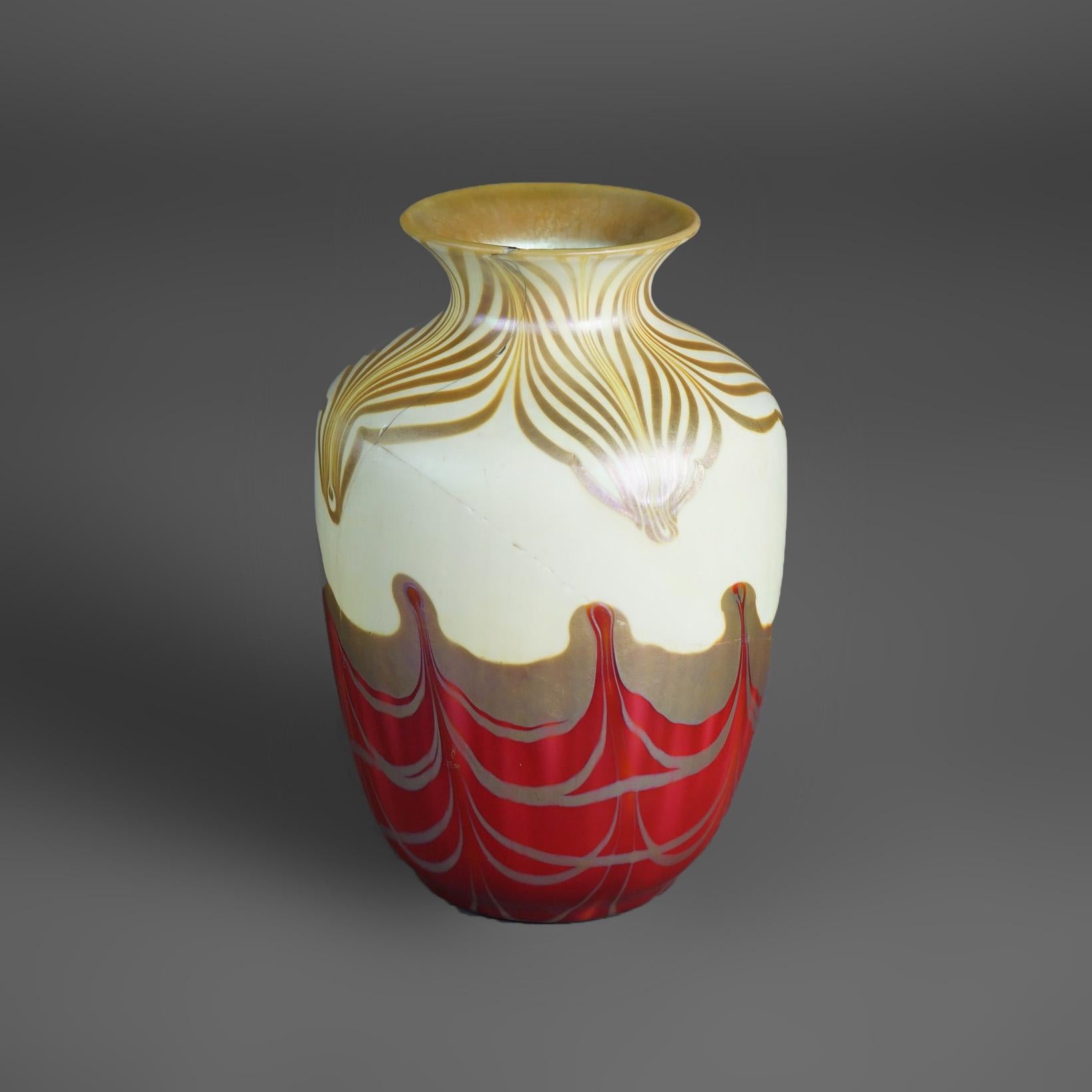 Antique Steuben School Art Glass Vase As Found, Rare Color Circa 1920 5