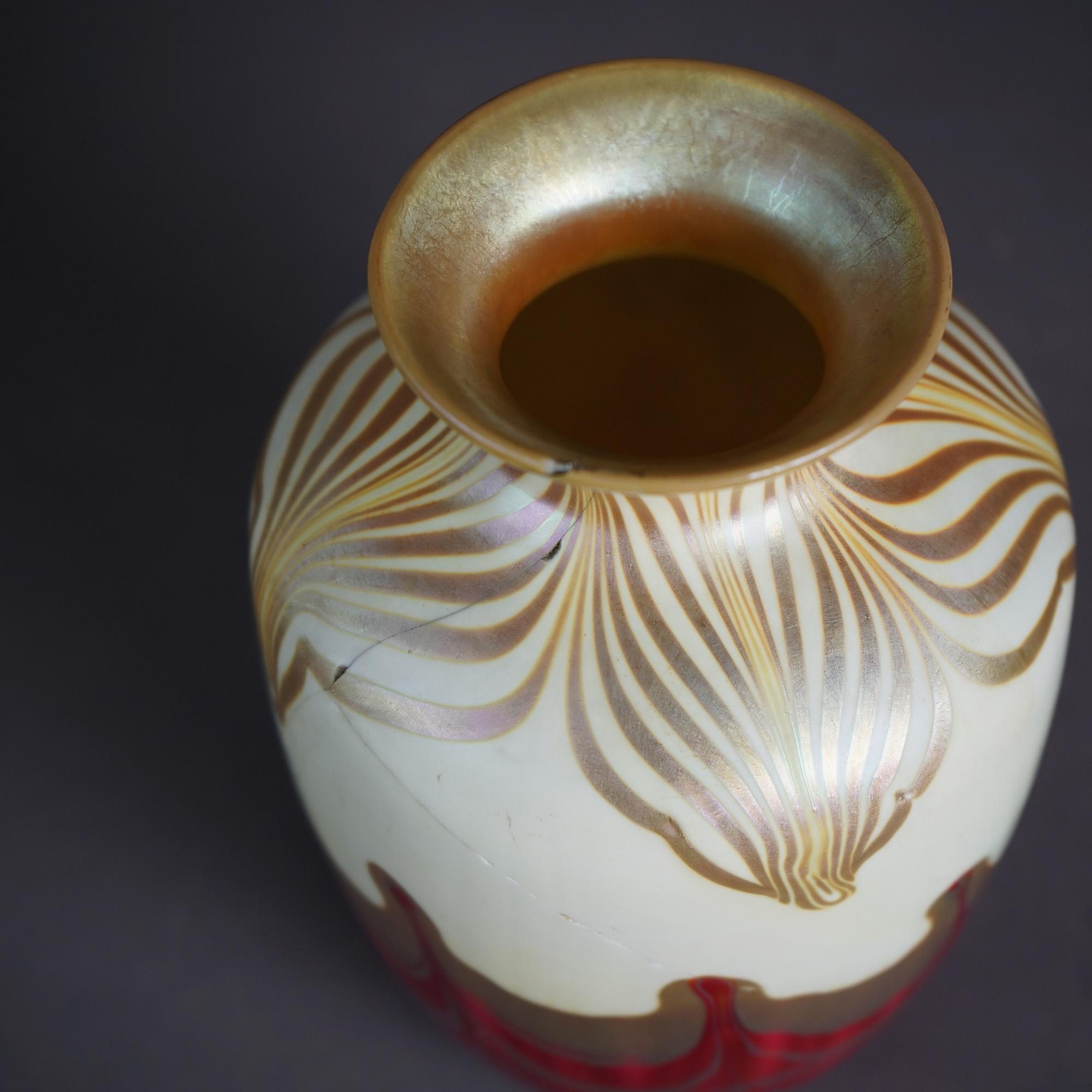Antique Steuben School Art Glass Vase As Found, Rare Color Circa 1920 6