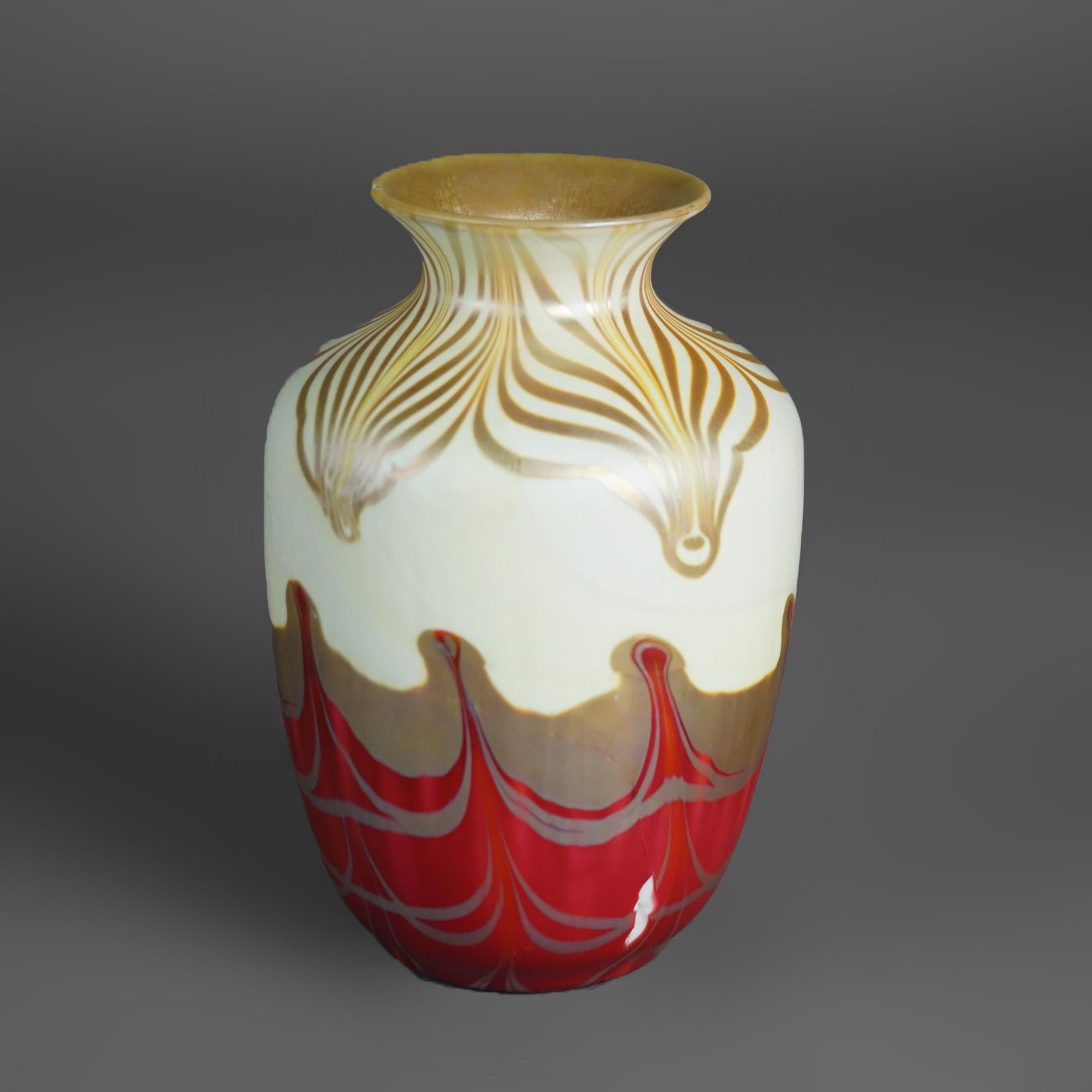 American Antique Steuben School Art Glass Vase As Found, Rare Color Circa 1920