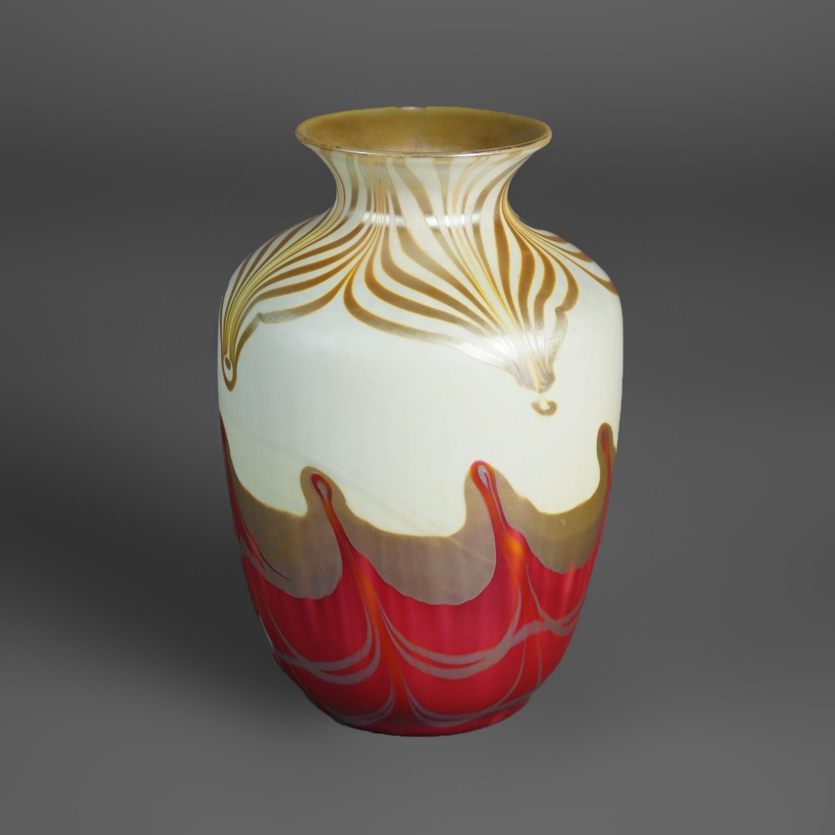 Antique Steuben School Art Glass Vase As Found, Rare Color Circa 1920 In Good Condition In Big Flats, NY