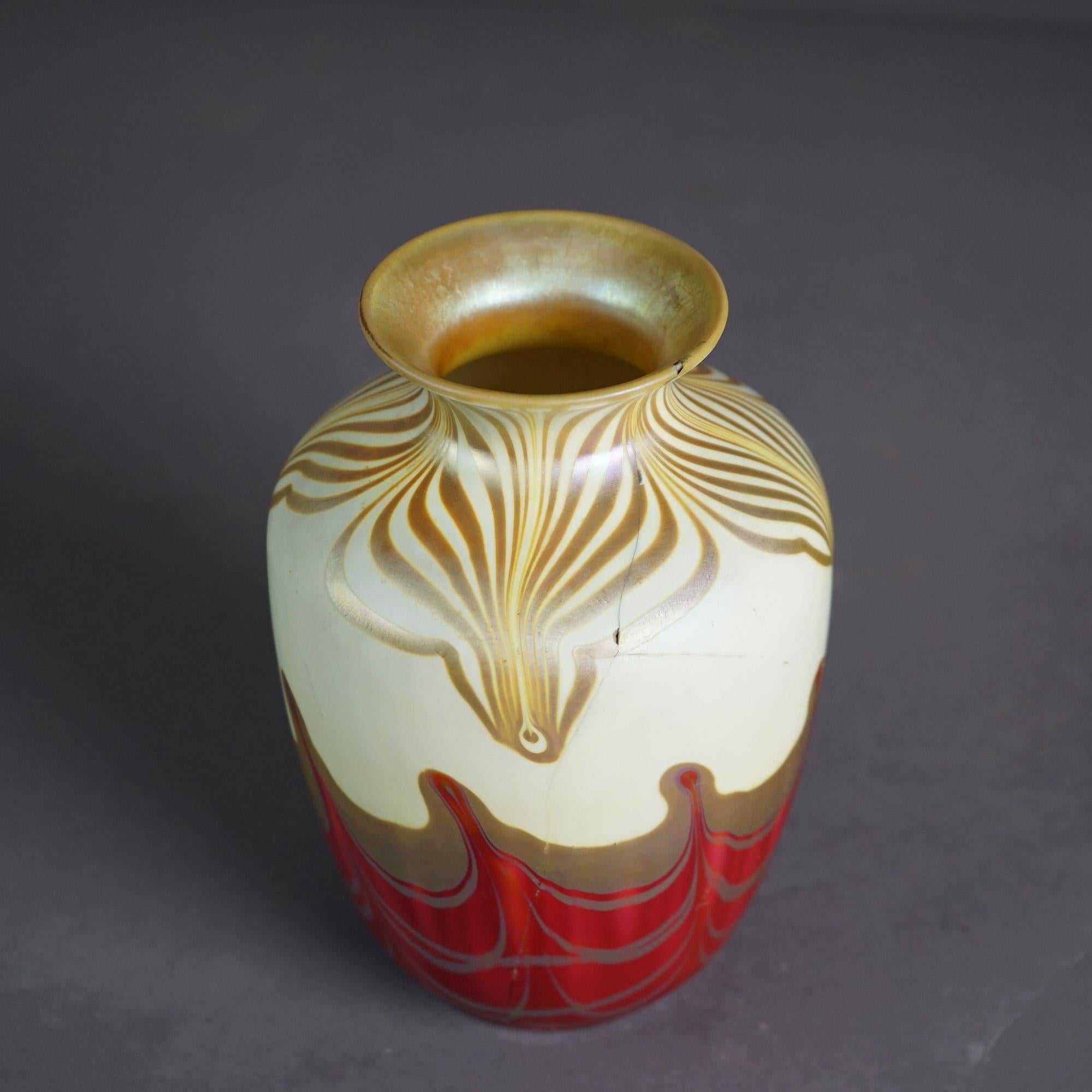 20th Century Antique Steuben School Art Glass Vase As Found, Rare Color Circa 1920