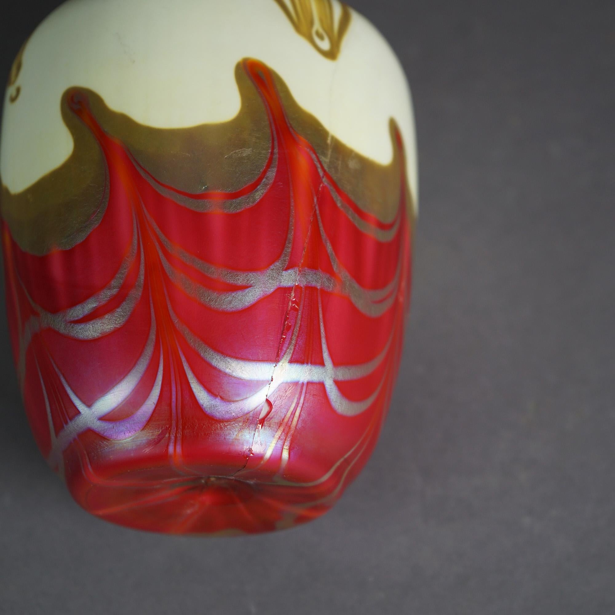 Antique Steuben School Art Glass Vase As Found, Rare Color Circa 1920 3