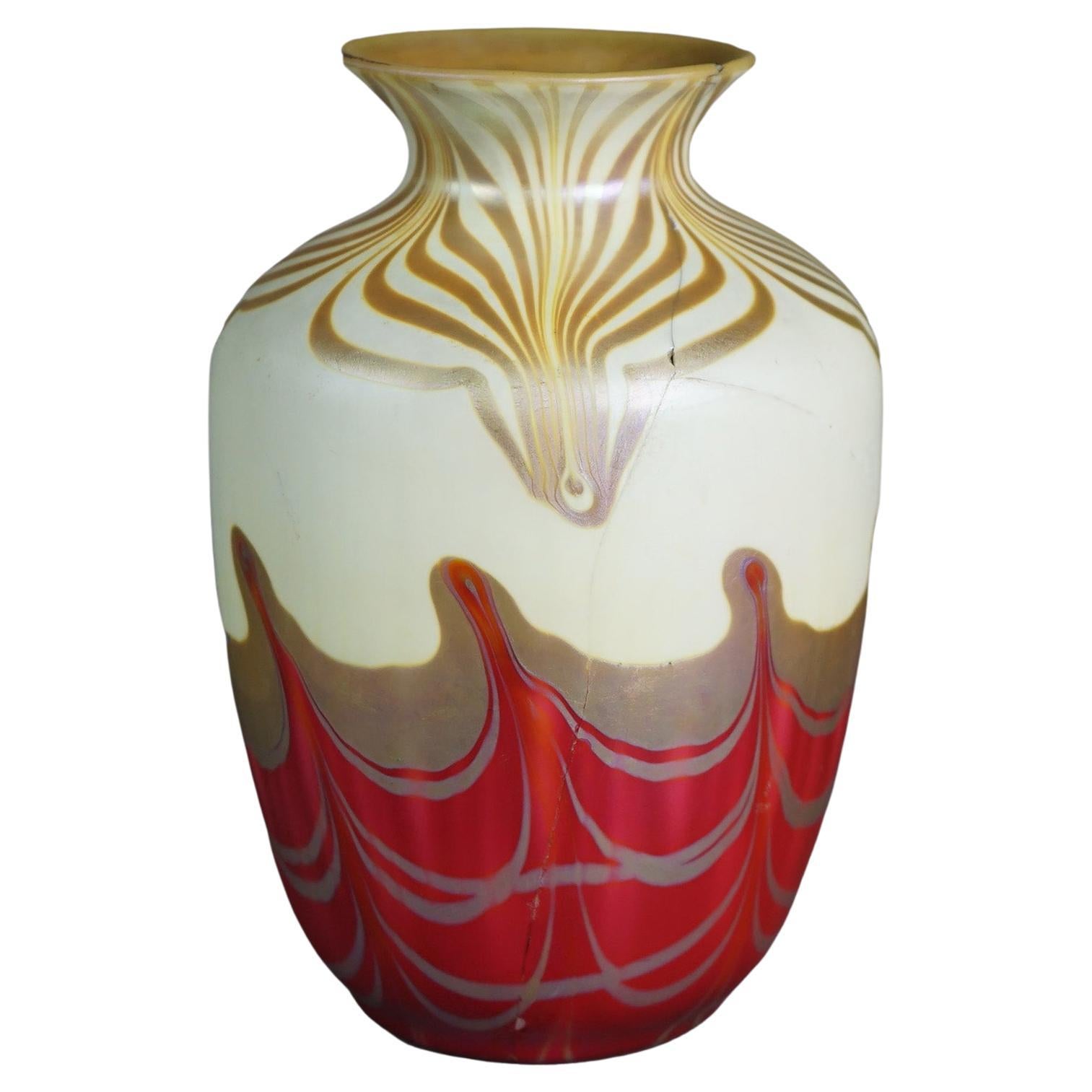 Antique Steuben School Art Glass Vase As Found, Rare Color Circa 1920
