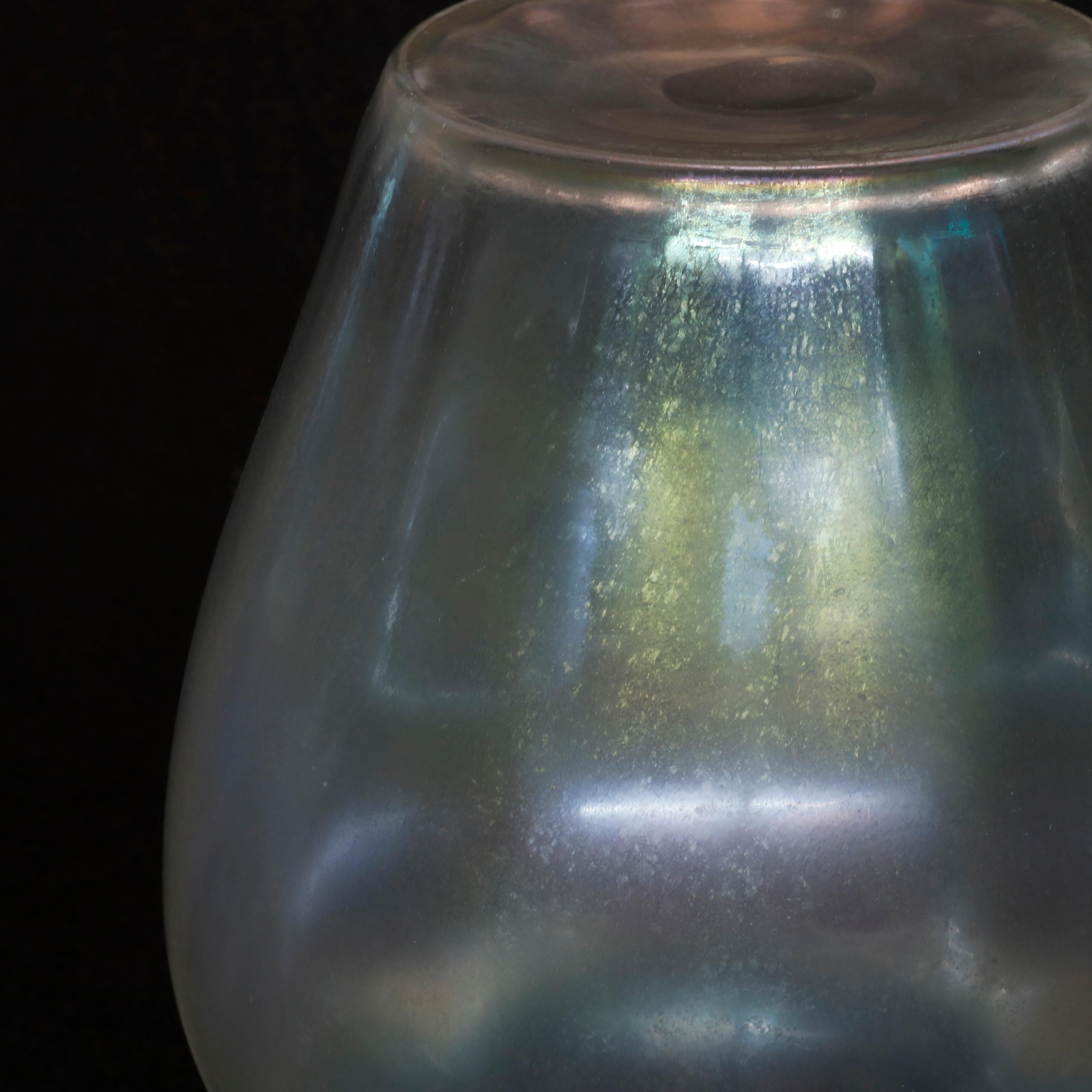 Antique Steuben Verre De Soie Crimped Edge Art Glass Vase, Circa 1920 1
