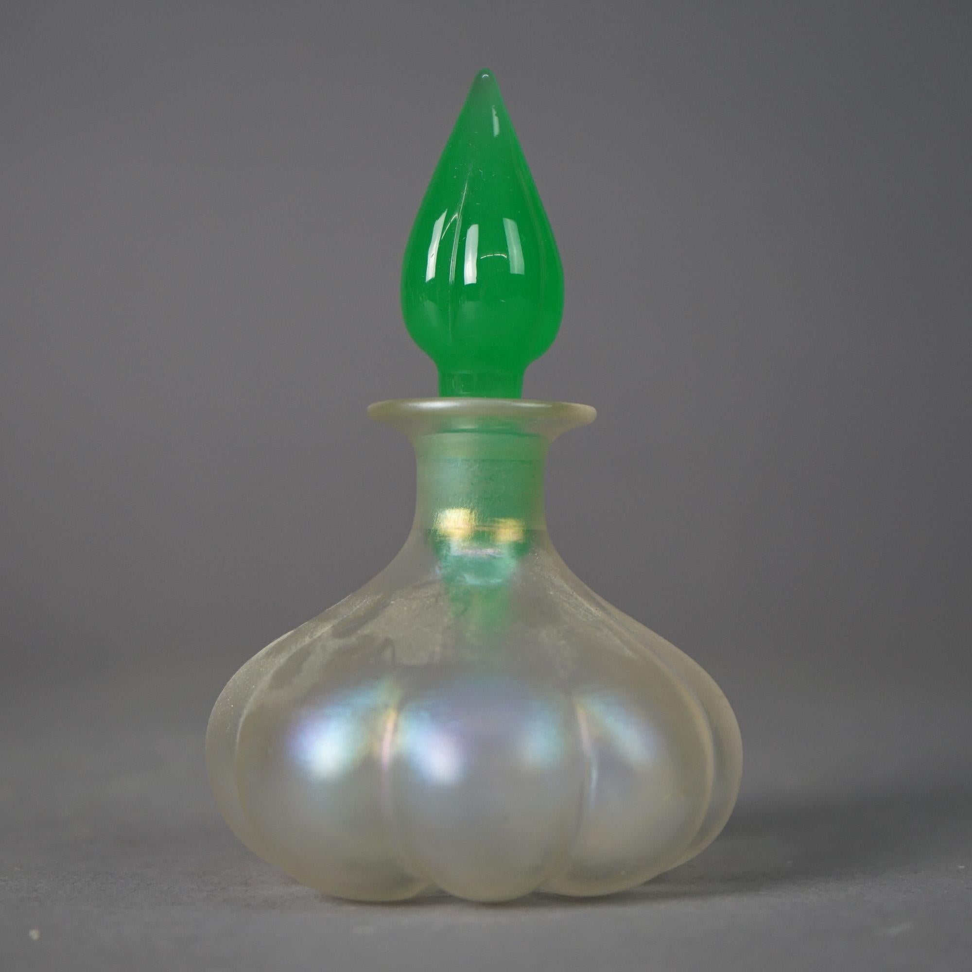 Antique Steuben Verre De Soie & Jade Art Glass Perfume circa 1930 1