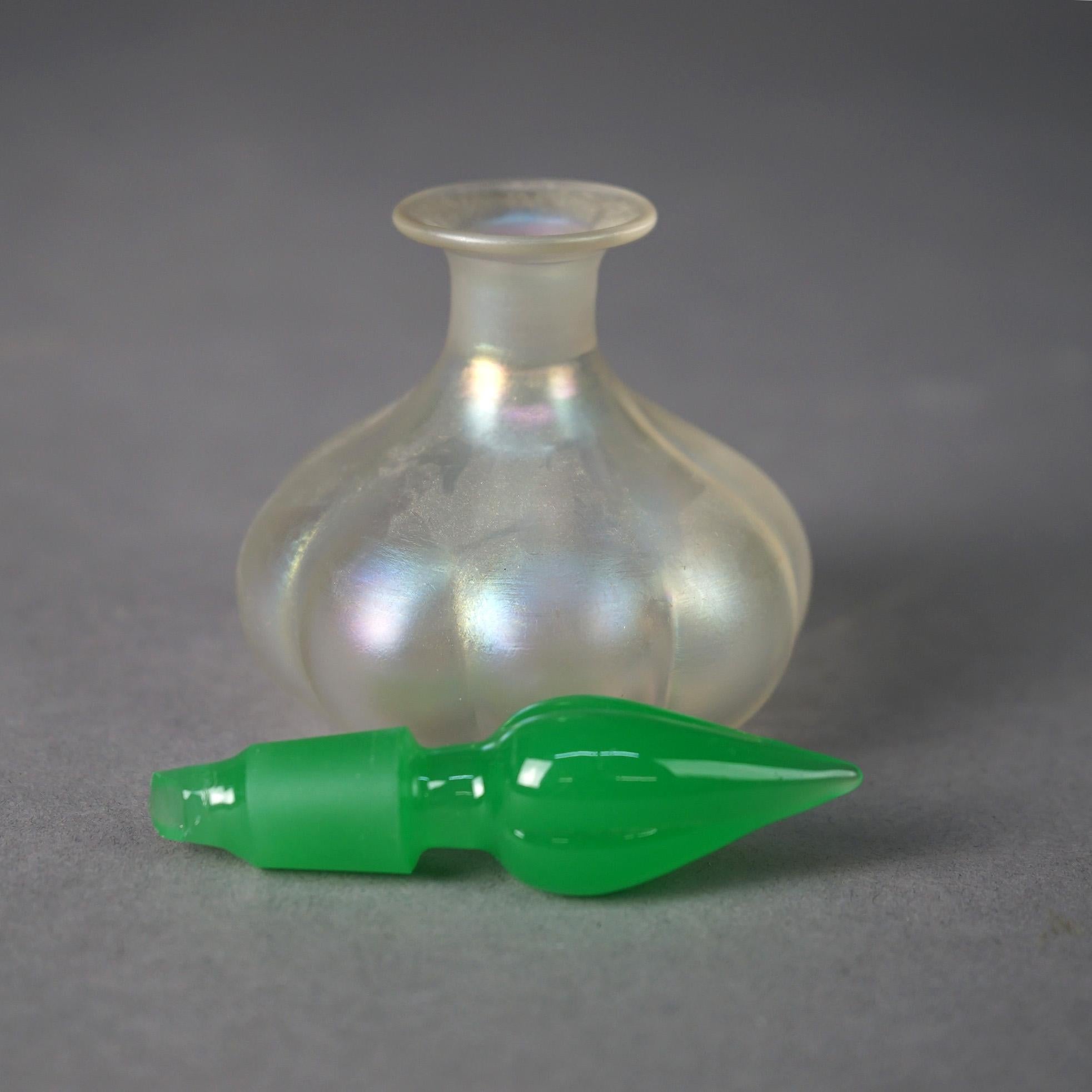 Antique Steuben Verre De Soie & Jade Art Glass Perfume circa 1930 3