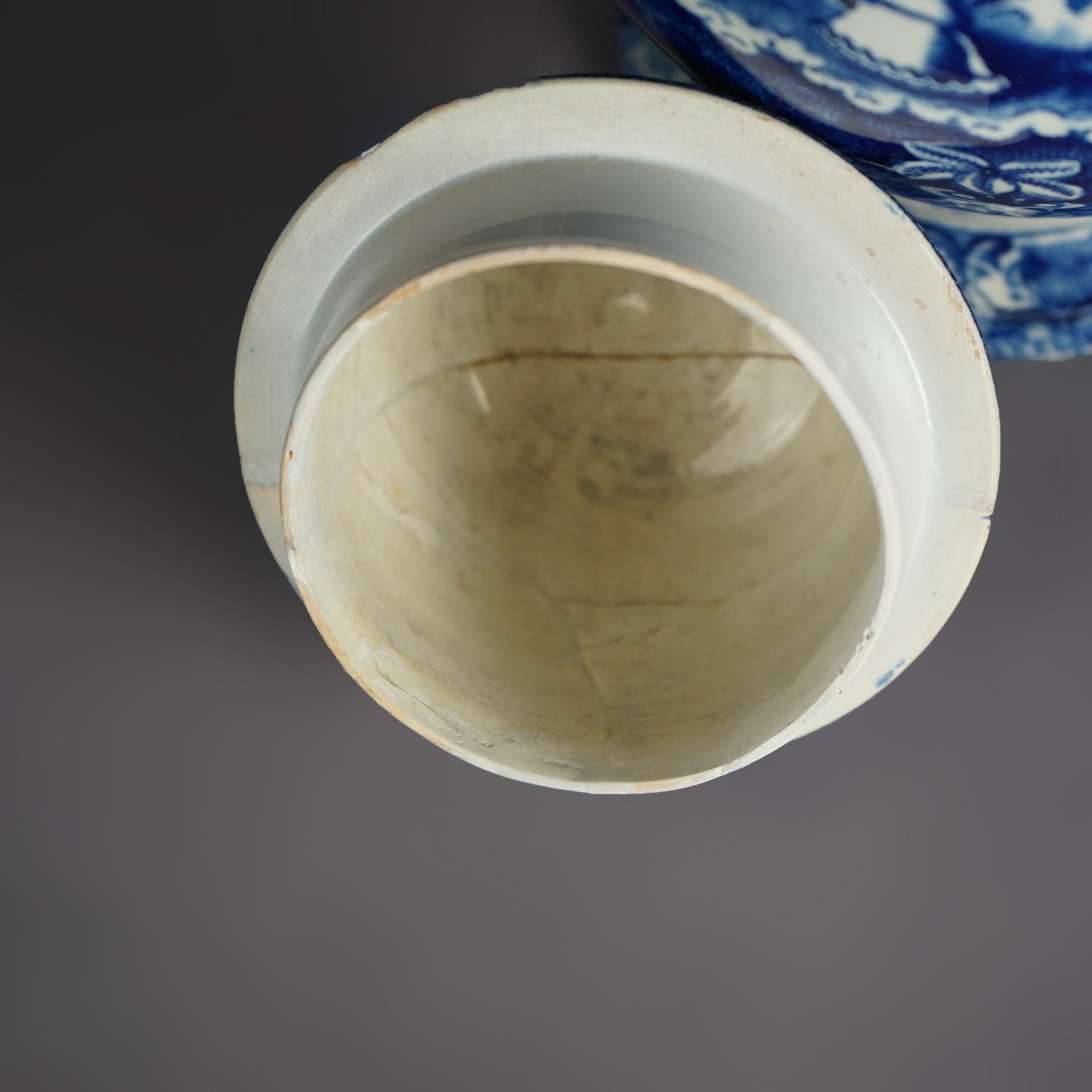 Antike Stevenson Staffordshire-Keramik-Kaffeekanne in Flow Blau, 19. Jahrhundert im Angebot 2