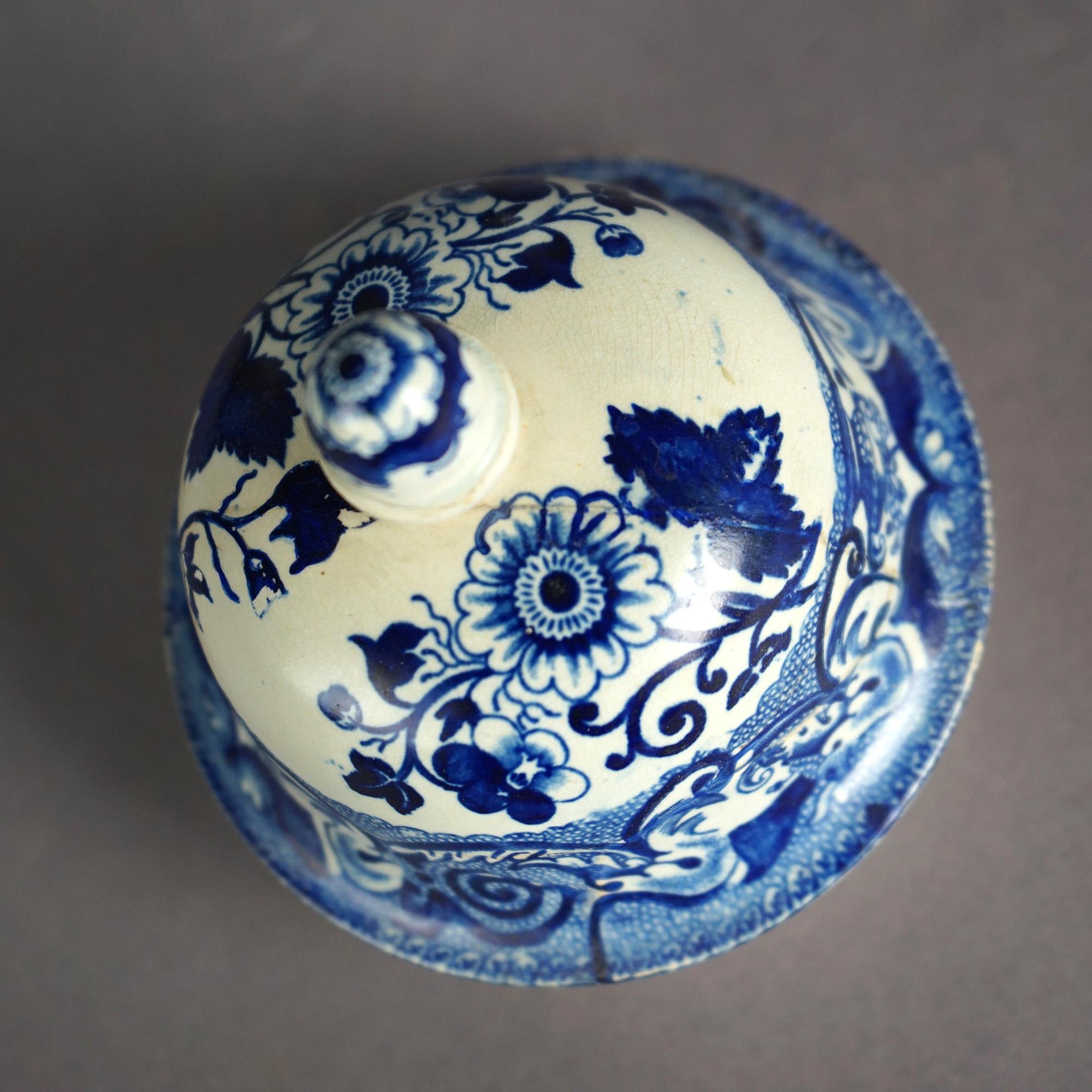 Antike Stevenson Staffordshire-Keramik-Kaffeekanne in Flow Blau, 19. Jahrhundert im Angebot 3