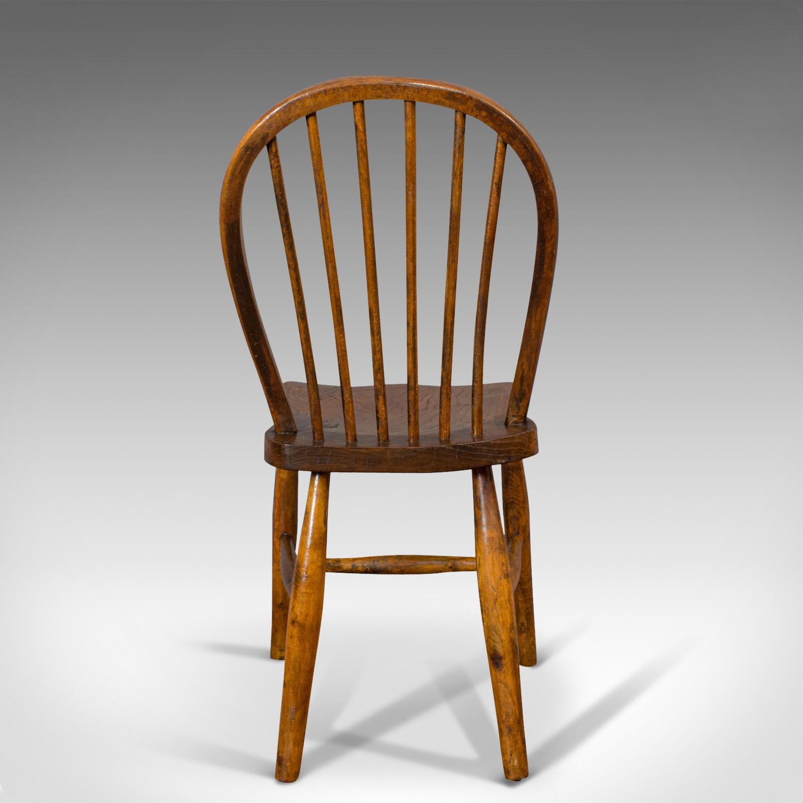 Antique Stick Back Chair, English, Elm, Beech, Station Seat, Victorian In Good Condition In Hele, Devon, GB