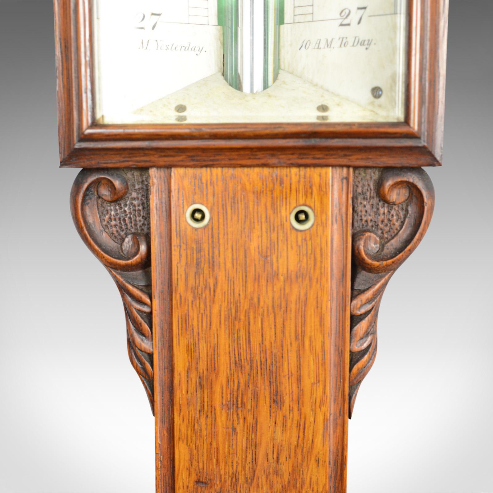 Stick Barometer Davis Leeds English Oak Scientific Instrument, circa 1830 1