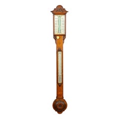 Stick Barometer Davis Leeds English Oak Scientific Instrument, circa 1830