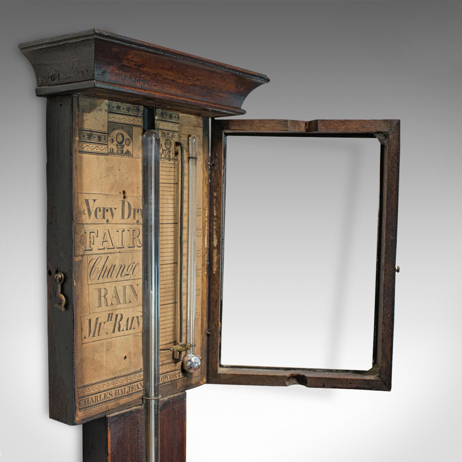 Boxwood Antique Stick Barometer, English, Mahogany, Charles Howarth, Halifax, Victorian