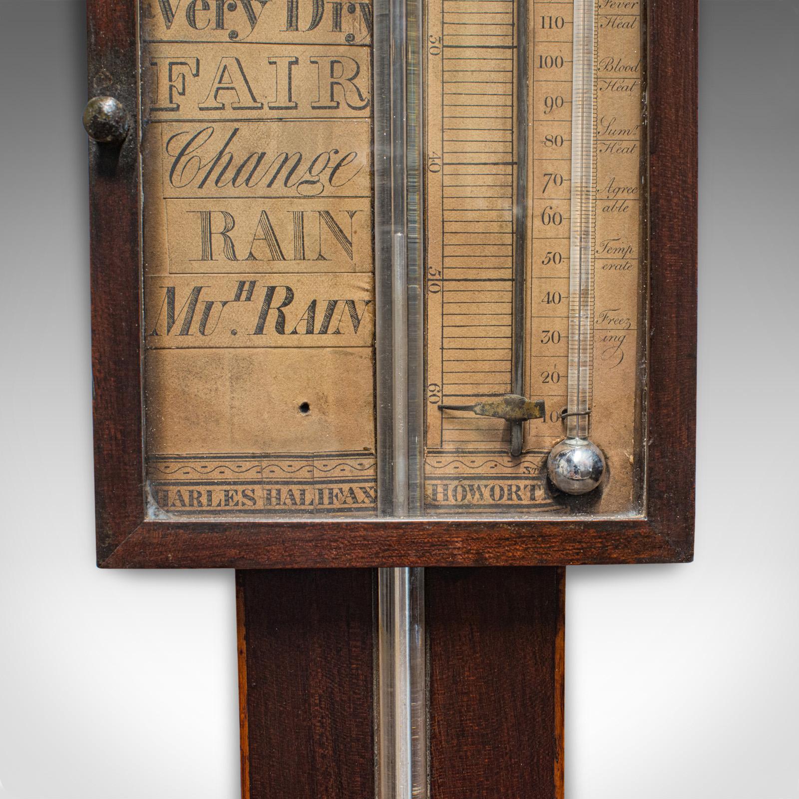 Antique Stick Barometer, English, Mahogany, Charles Howarth, Halifax, Victorian 1