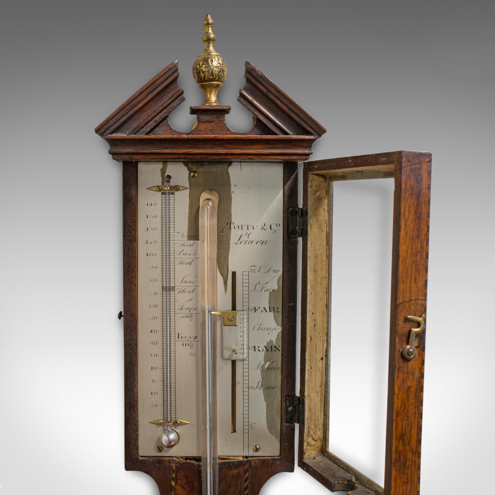 19th Century Antique Stick Barometer, English, Mahogany, Torre and Co, London, circa 1850