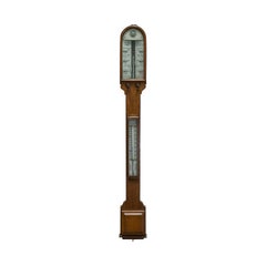 Antique Stick Barometer, English, Oak, Twin Vernier, Army and Navy, Victorian