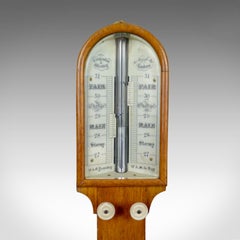 Antique Stick Barometer, Thermometer, Carpenter and Westley, London, Oak