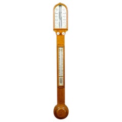 Antique Stick Barometer, Thermometer, Carpenter and Westley, London, Oak