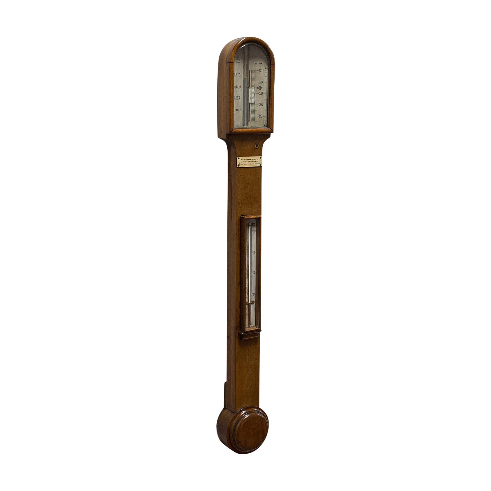 Antique Stick Barometer, Walnut, Scientific Instrument, Negretti & Zambra, 1900