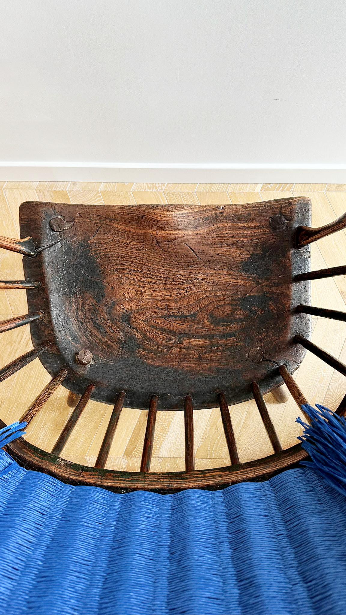 Raffia Antique Stick Loewe Chair Embellished by Santiago Besteiro For Sale