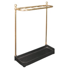 Antique Stick Loop Stand, English, Brass, Hallway, Umbrella Rack, Late Victorian